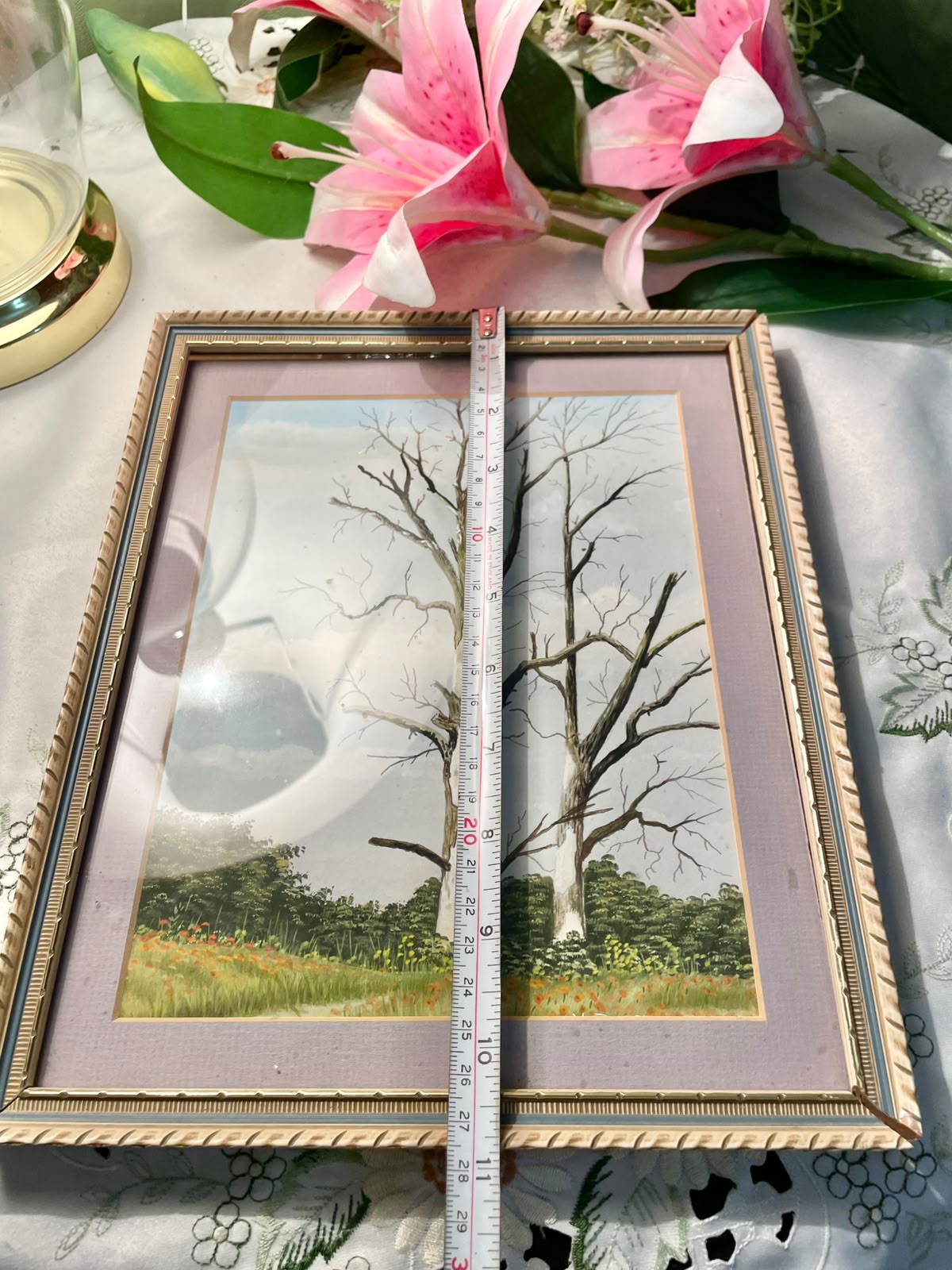 Dead Elms & Poppies Framed Landscape Artwork Approx. 11 Inch