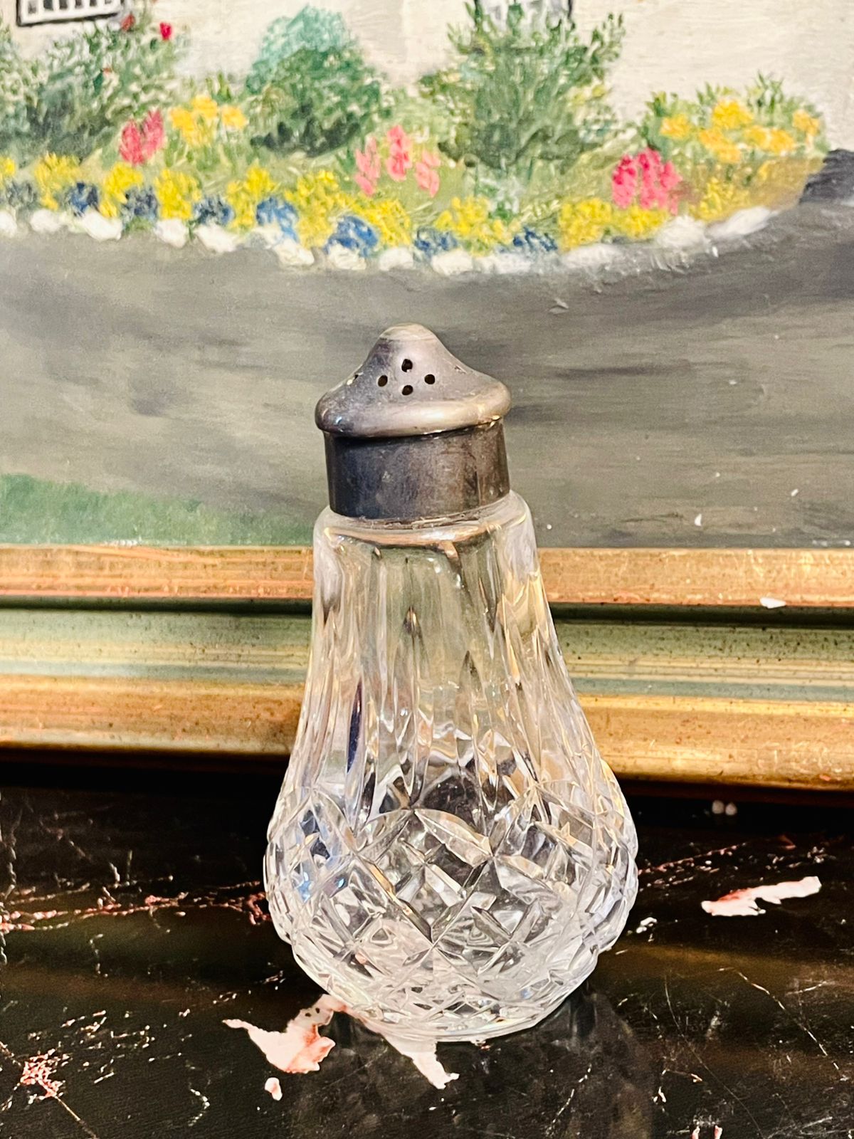 Vintage Crystal Cut Glass Salt & Pepper Shaker set – England