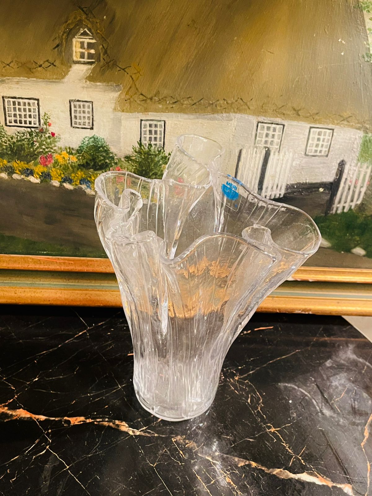 Italian Sabino Style Glass Flower Vase – Textured Glass Made in England