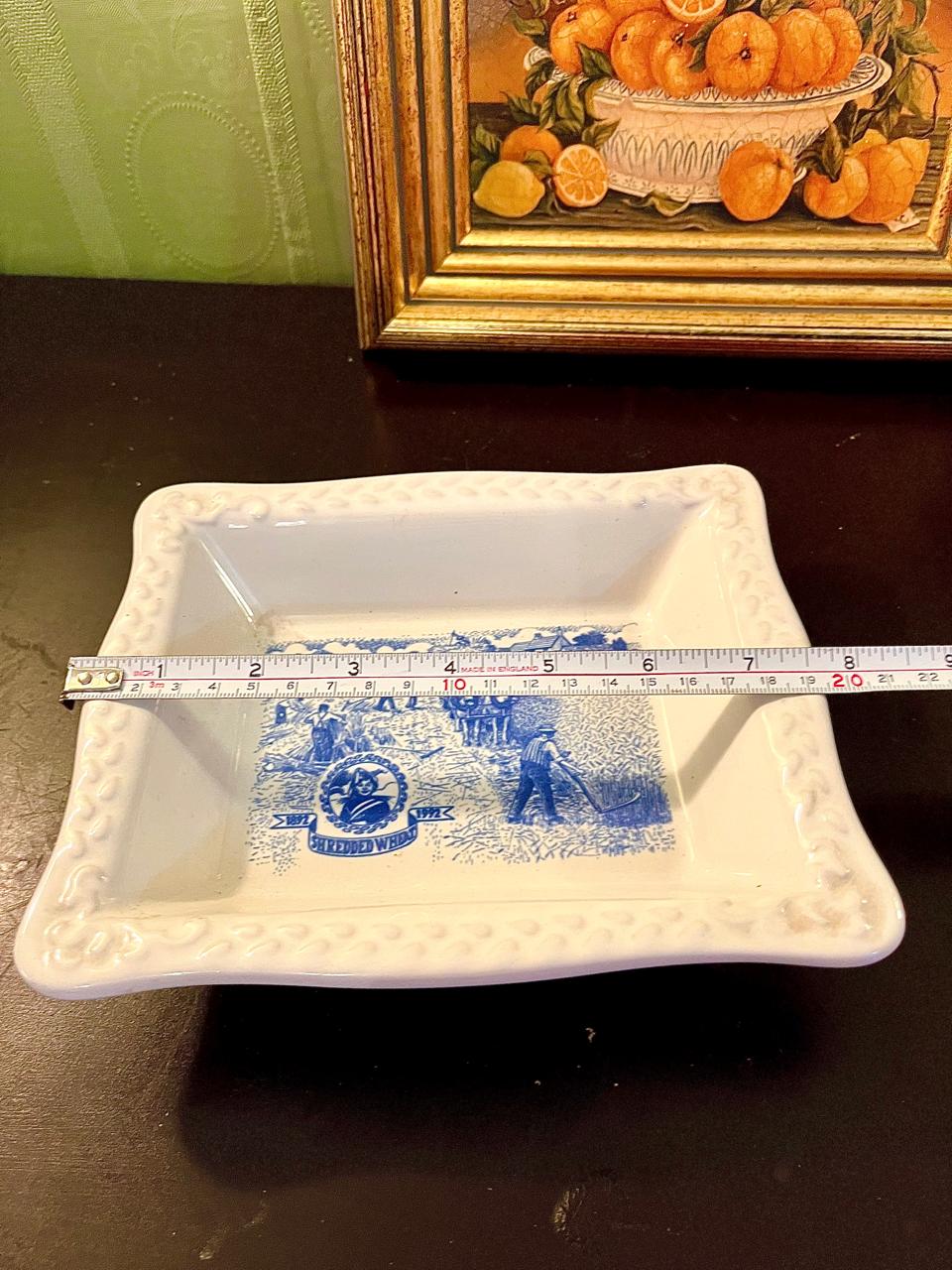 Vintage Blue Transferware Commemorative Dish 22 cm