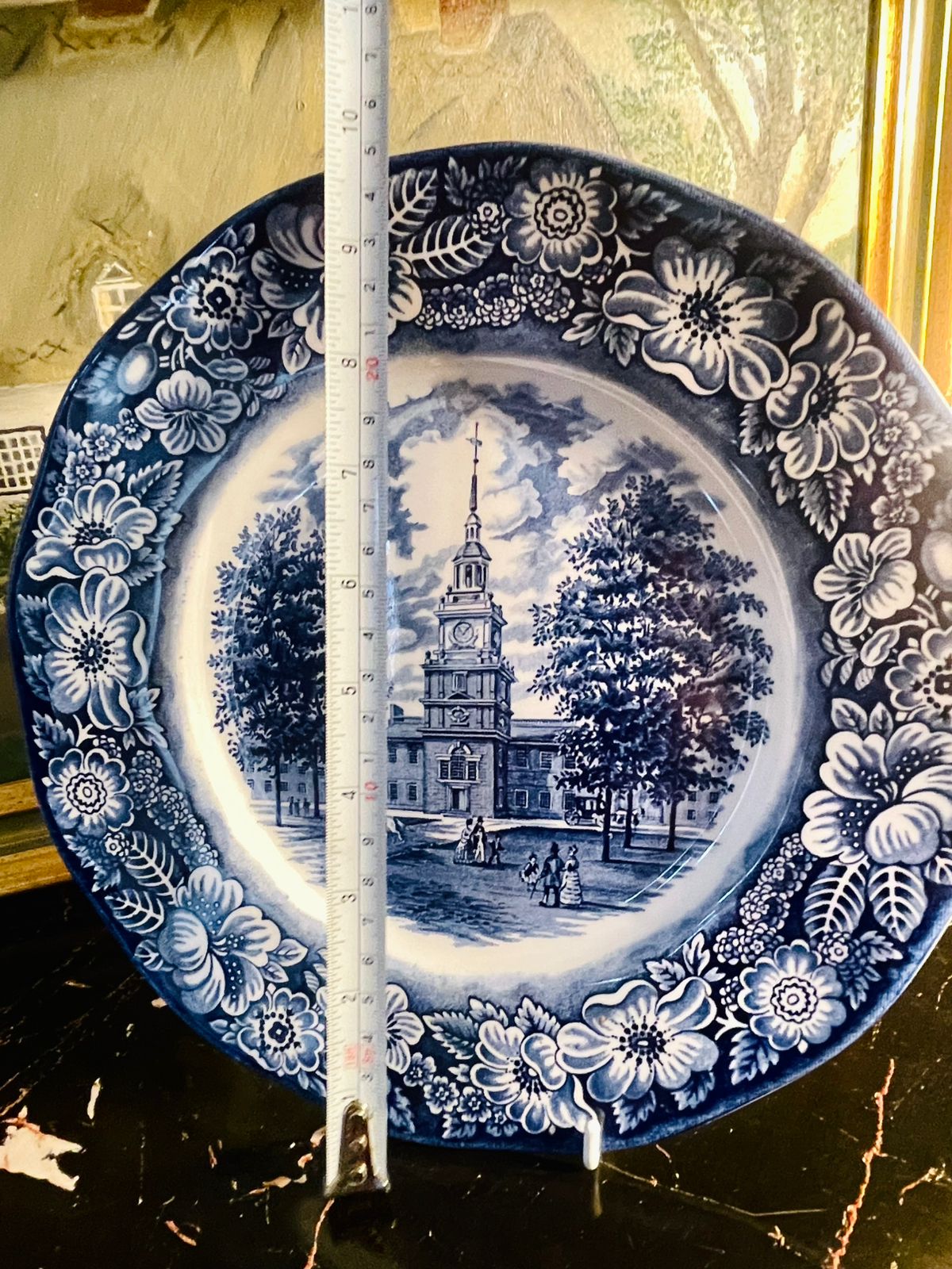 Blue & White Independence Hall Decorative Plate 10in. – England