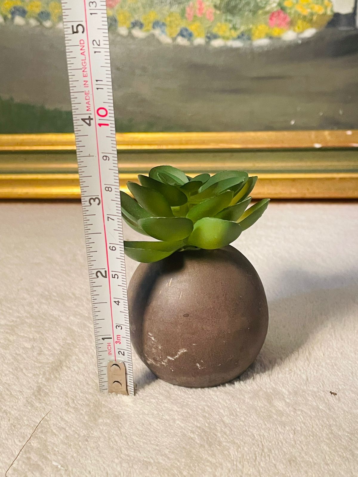 Artificial Mini Succulent Plants in Brown Planter – Faux Potted Greenery Home Decor