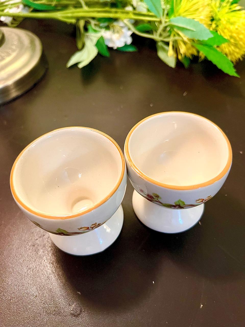 St. Michael Botanical Egg Cups Set of 2 – 7 cm Gold Rim