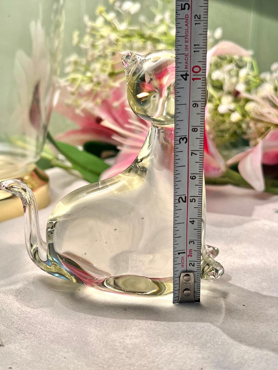 Clear Crystal Cat Figurine 10.5cm - 1 Piece