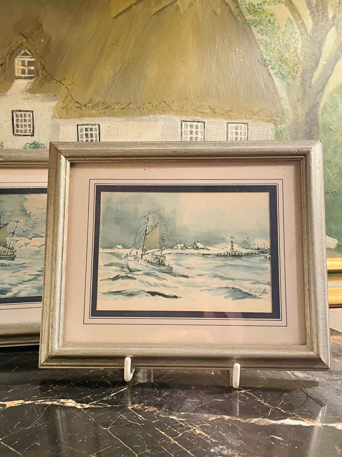 Set of 4 Vintage Frames, Patricia Hall Hastings Sailing Boats Wall Art England