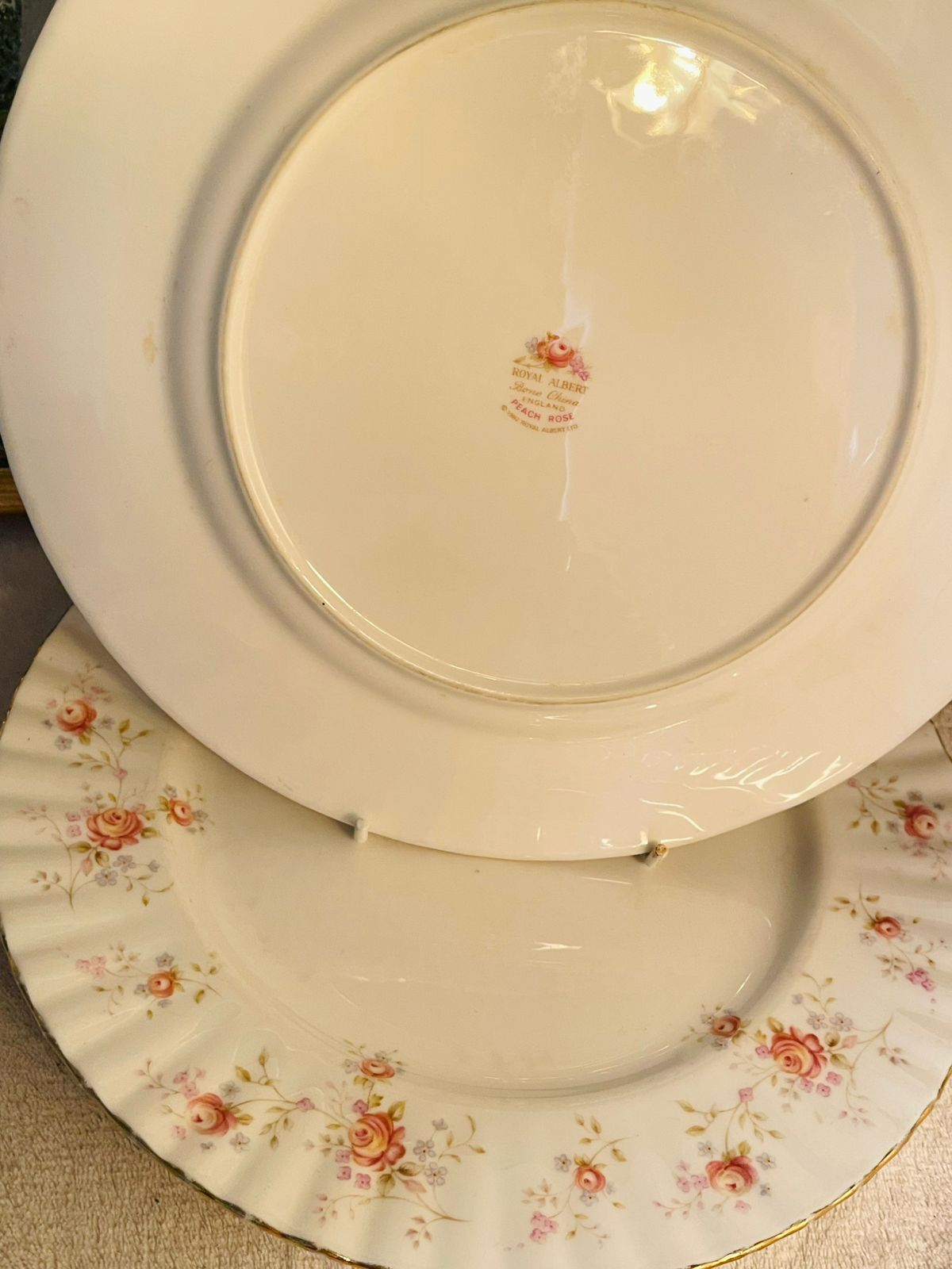Set of 4 Royal Albert Peach Rose Dinner Plates – Fine Bone China England