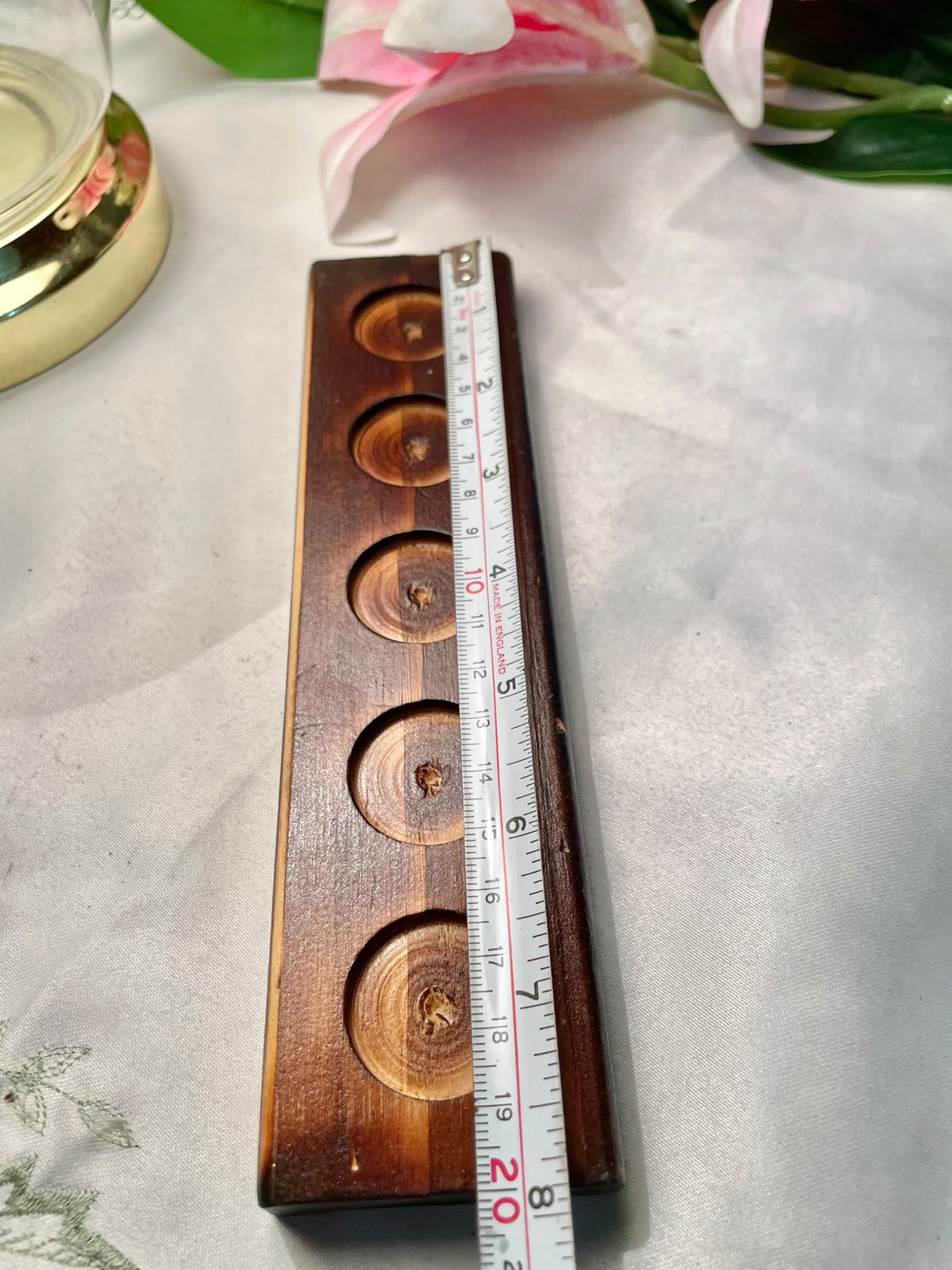 Wooden 5-Hole Display candle Holder 8"