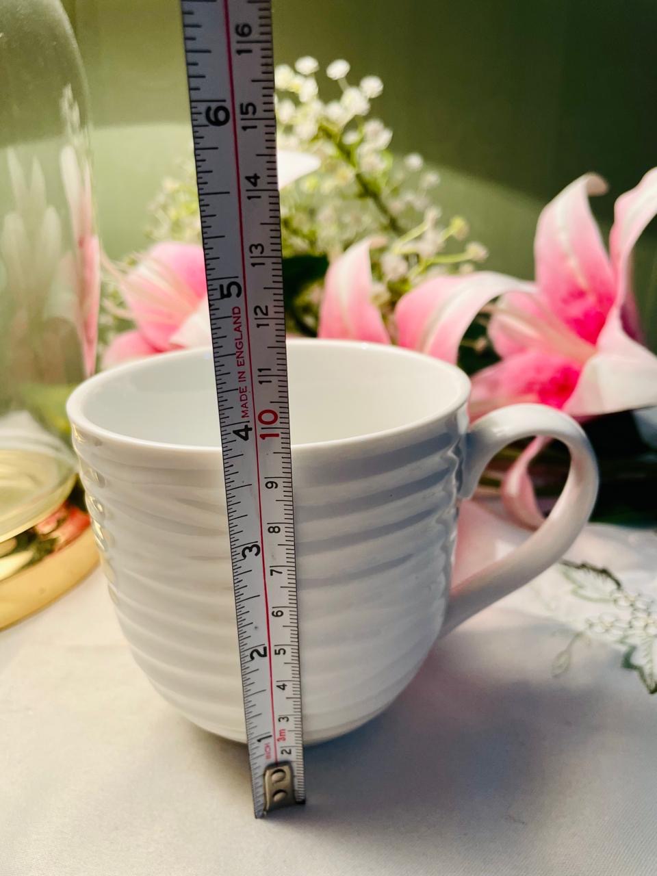 MALVERN next White Ribbed Ceramic Soup Mug 10 cm