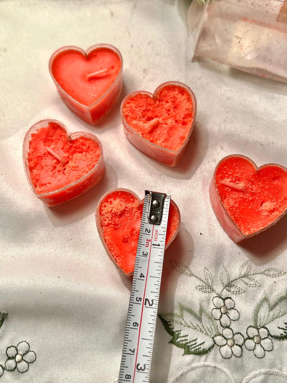 2 Inch Red Heart-Shaped Mini Scented Candles – Set of 5