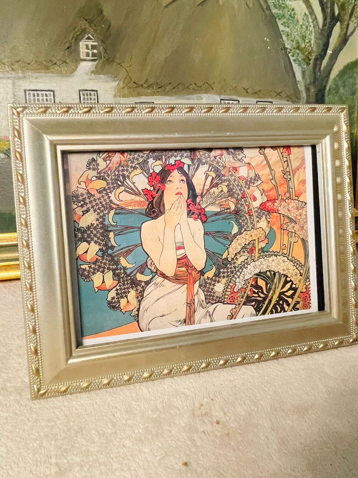 Art Nouveau Miniature Dollhouse Frame – Vintage Picture 8299 | Elegant Collectible Mini Wall Art in Pakistan