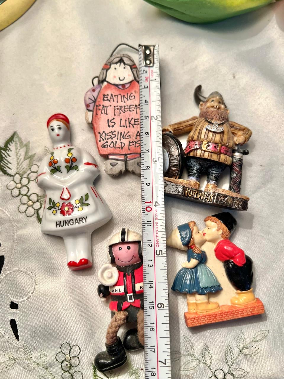 Vintage International Souvenir Figurine Magnet Collection – 5 Pieces