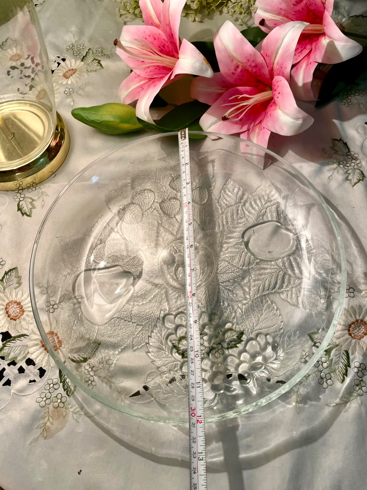 Extra Large Pressed Crystal Fruit Serving Bowl 31 cm