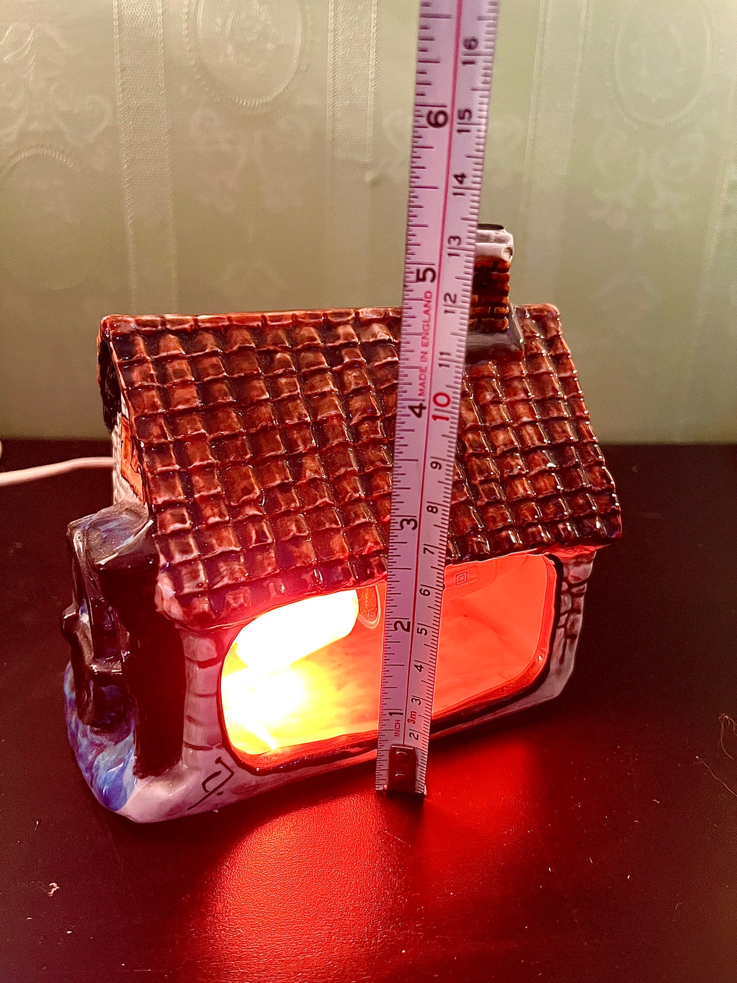 Ceramic Cottage House Night Light 6 Inch