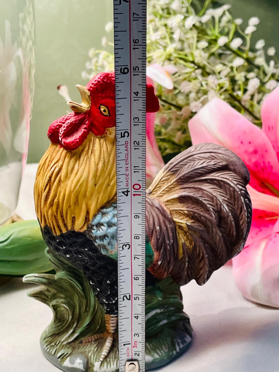 Vintage Rooster Figurine Farmhouse Chicken Ornament 14 cm