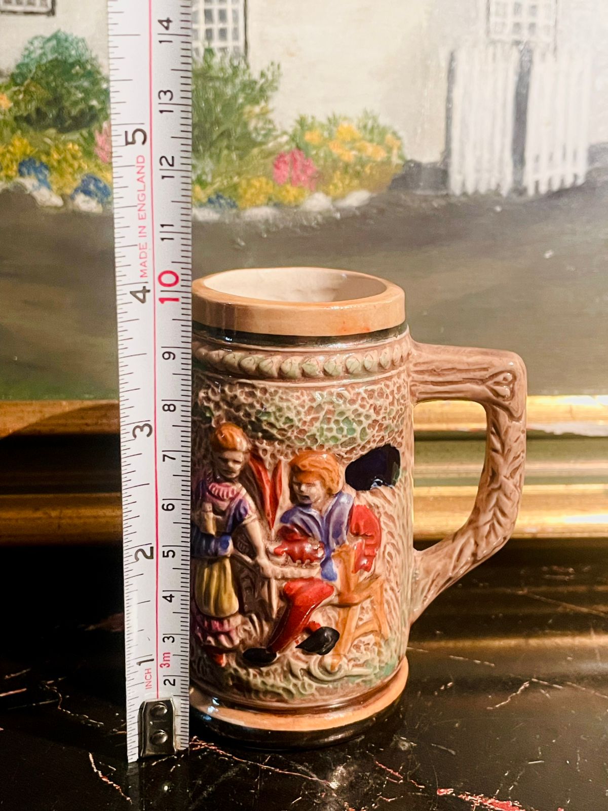 Vintage Handcrafted Relief Stein Mug β Rustic European Pottery