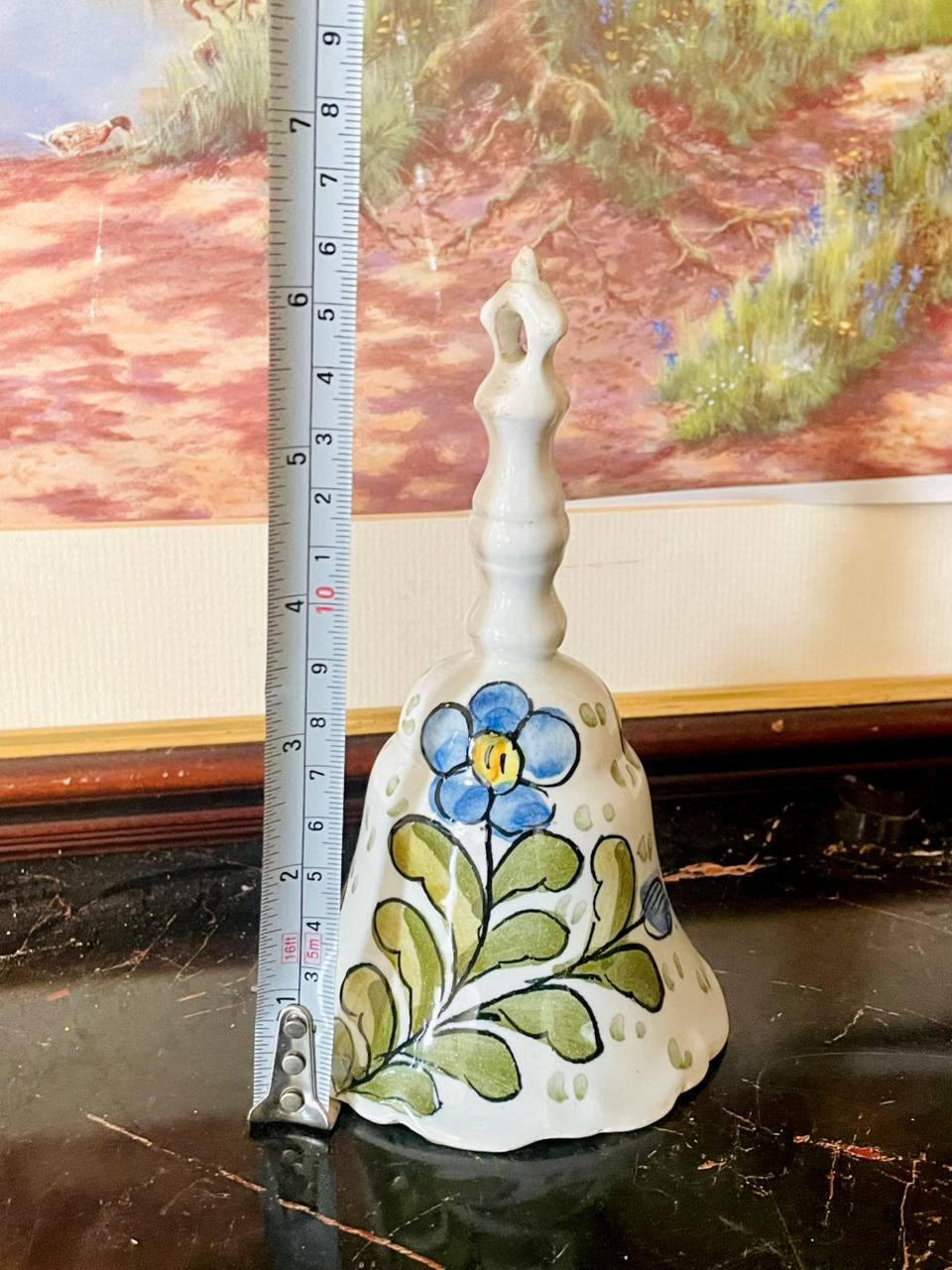 Vintage Hand-Painted Ceramic Bell – Floral Motif