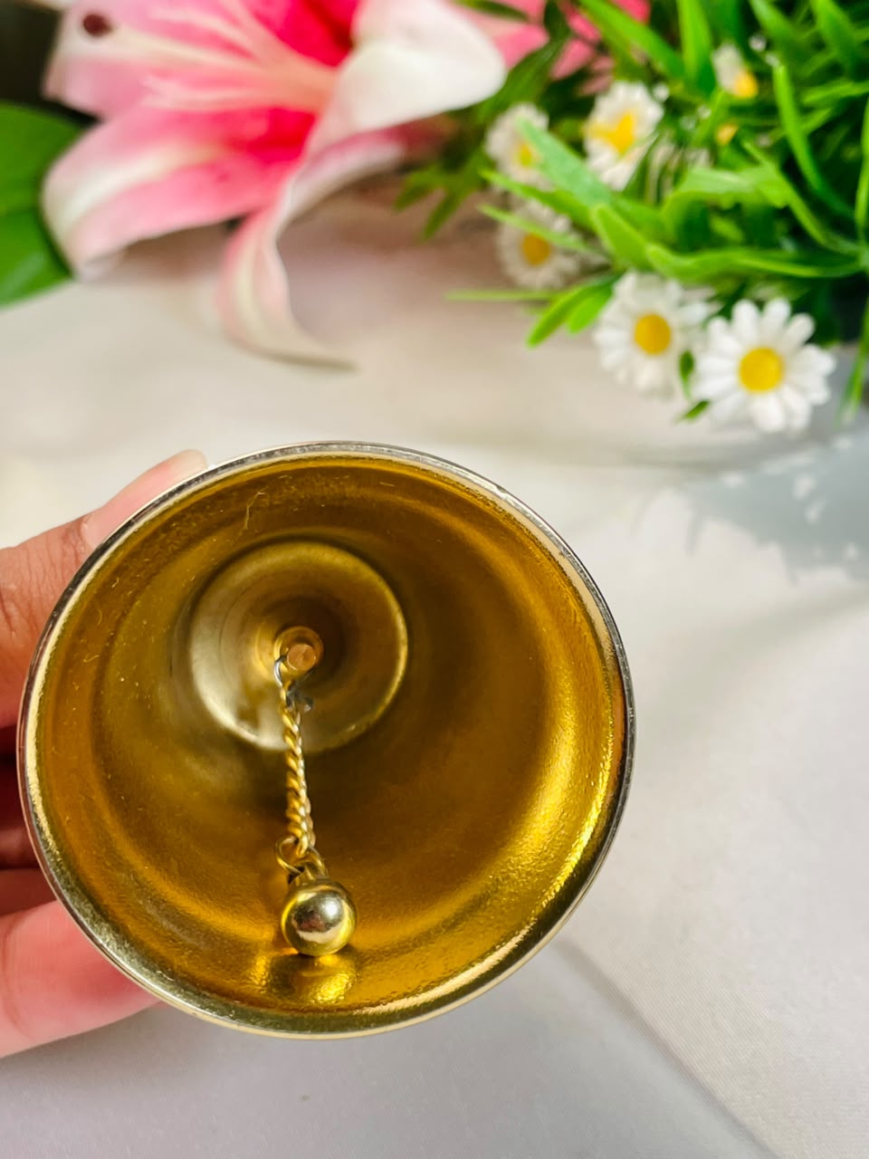 Brass-Tone Hand Bell with Crystal Accent – 12 cm