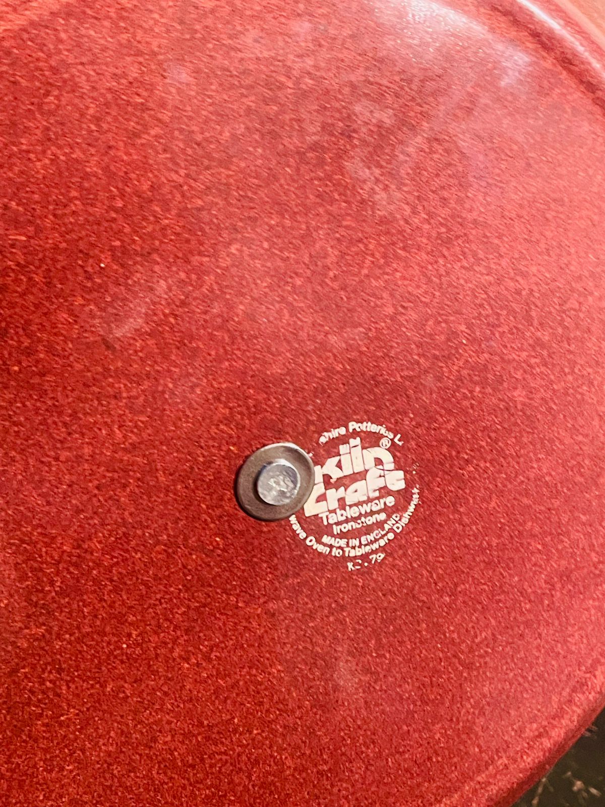 Vintage Kiln Craft 2-Tier Cake Stand – Rustic Burgundy Ironstone Elegance