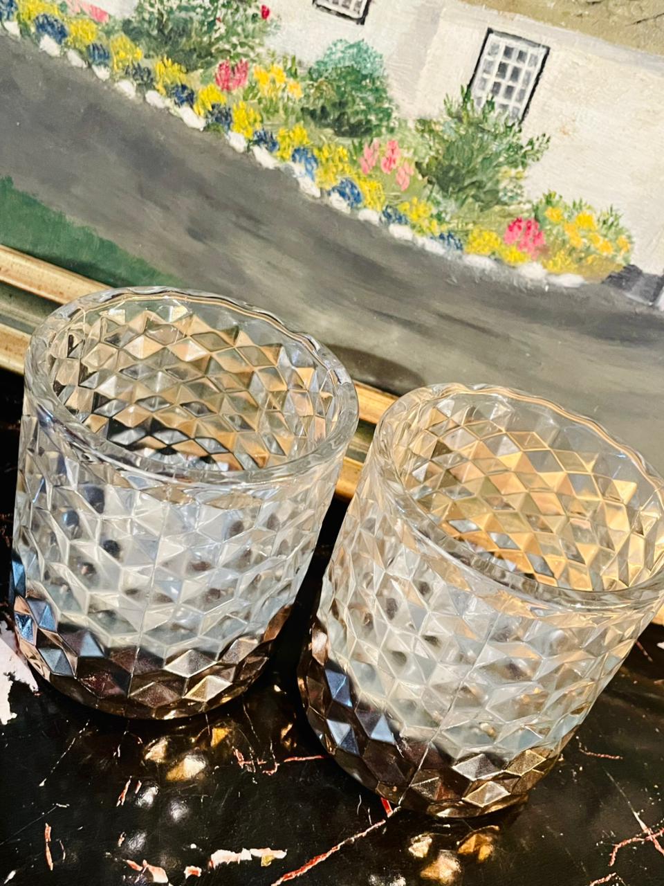 Diamond Cut Glass Tumblers – Heavy Base Water & Juice Glass