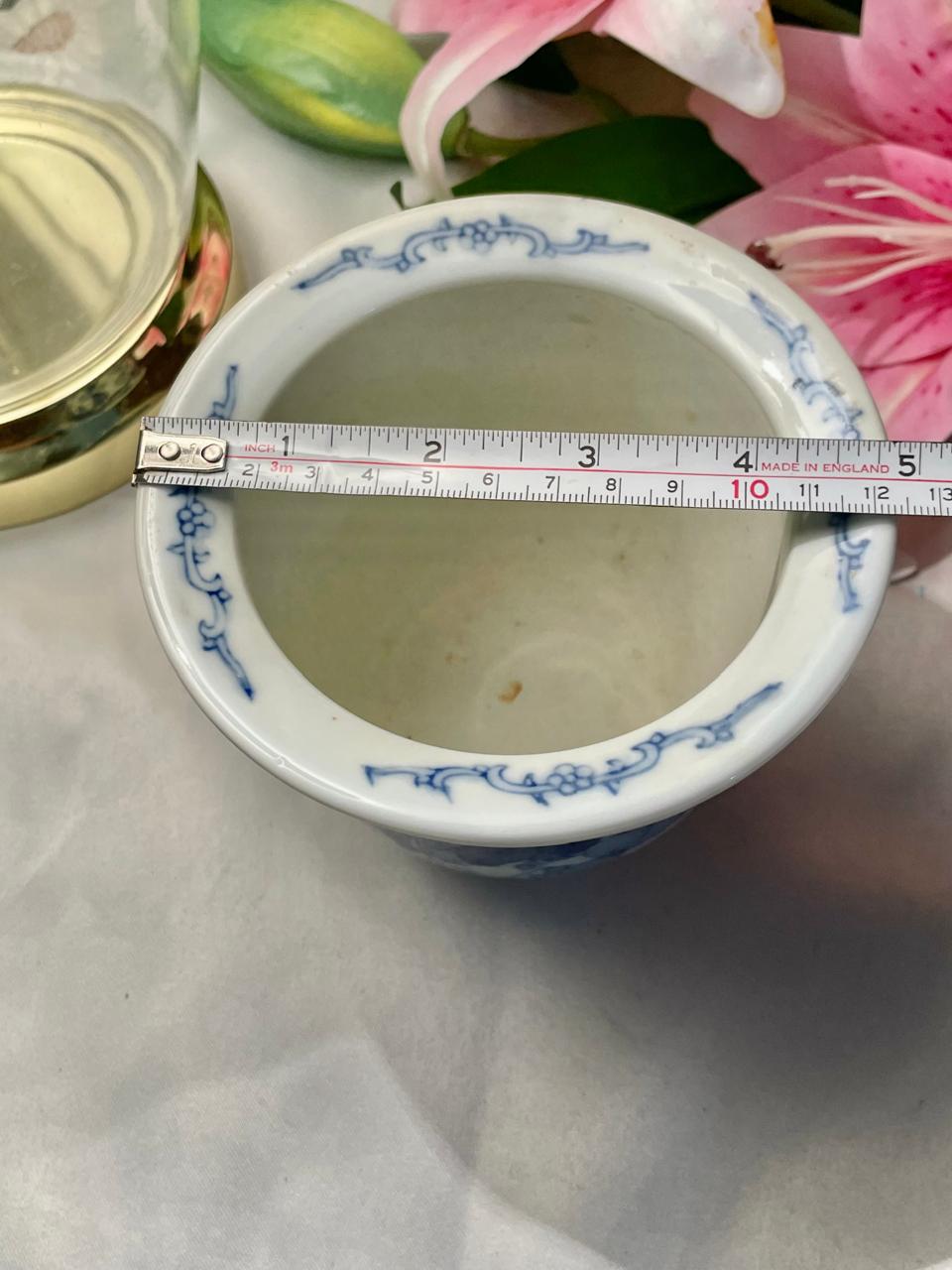 Blue & White Floral Ceramic Planter 5 in