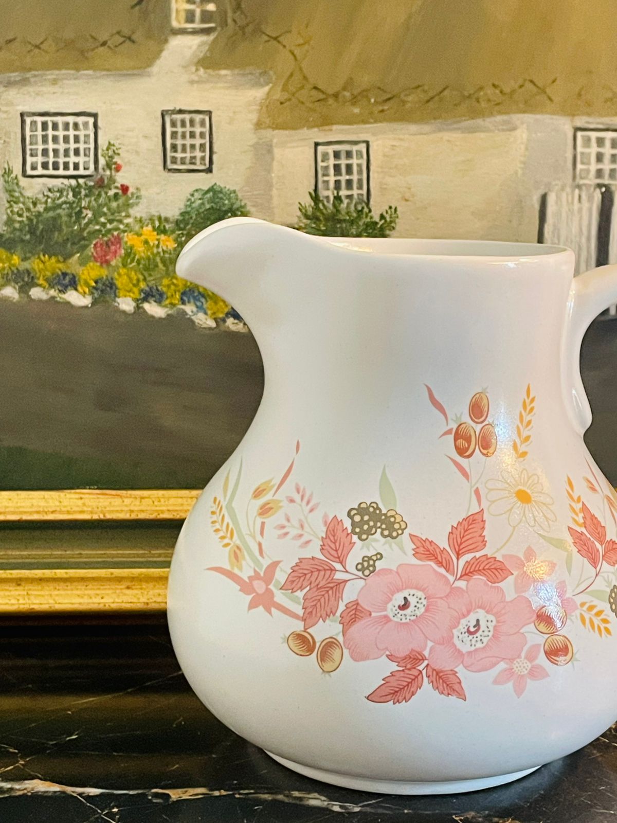 Vintage Hedge Rose Ceramic Pitcher, Jug – Floral