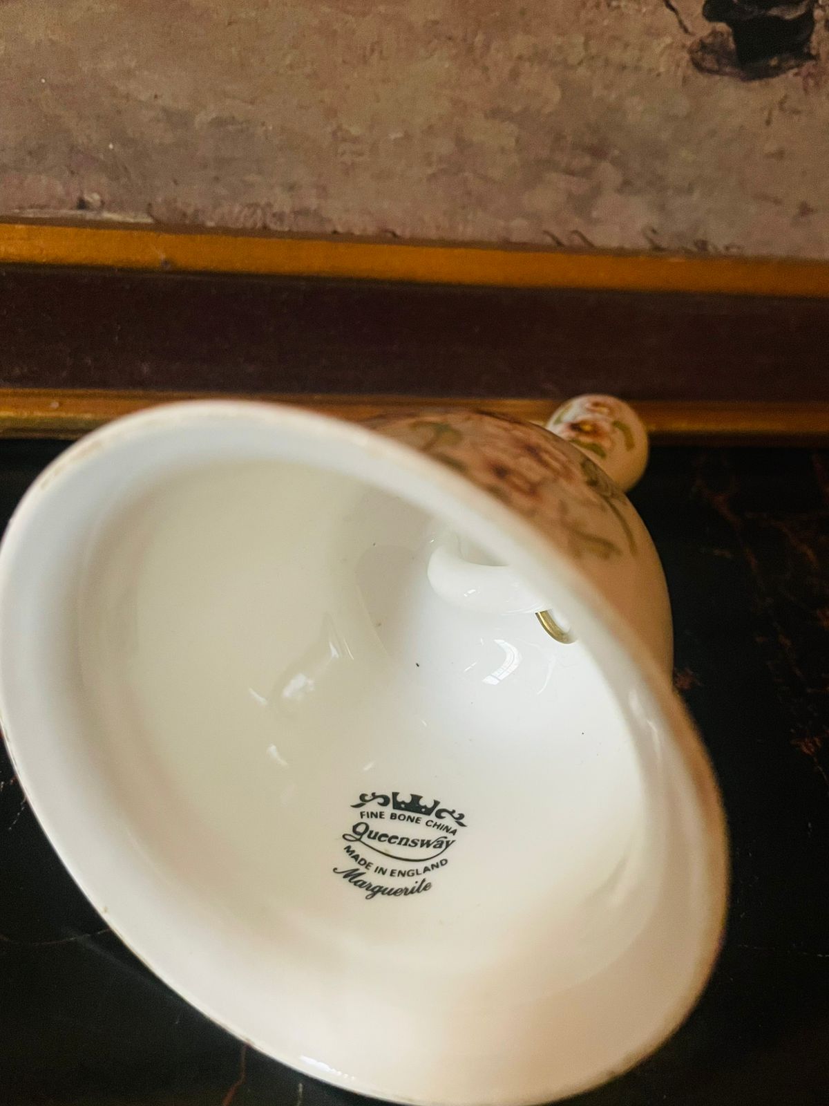 Vintage English Fine Bone Table Bell – Floral Design