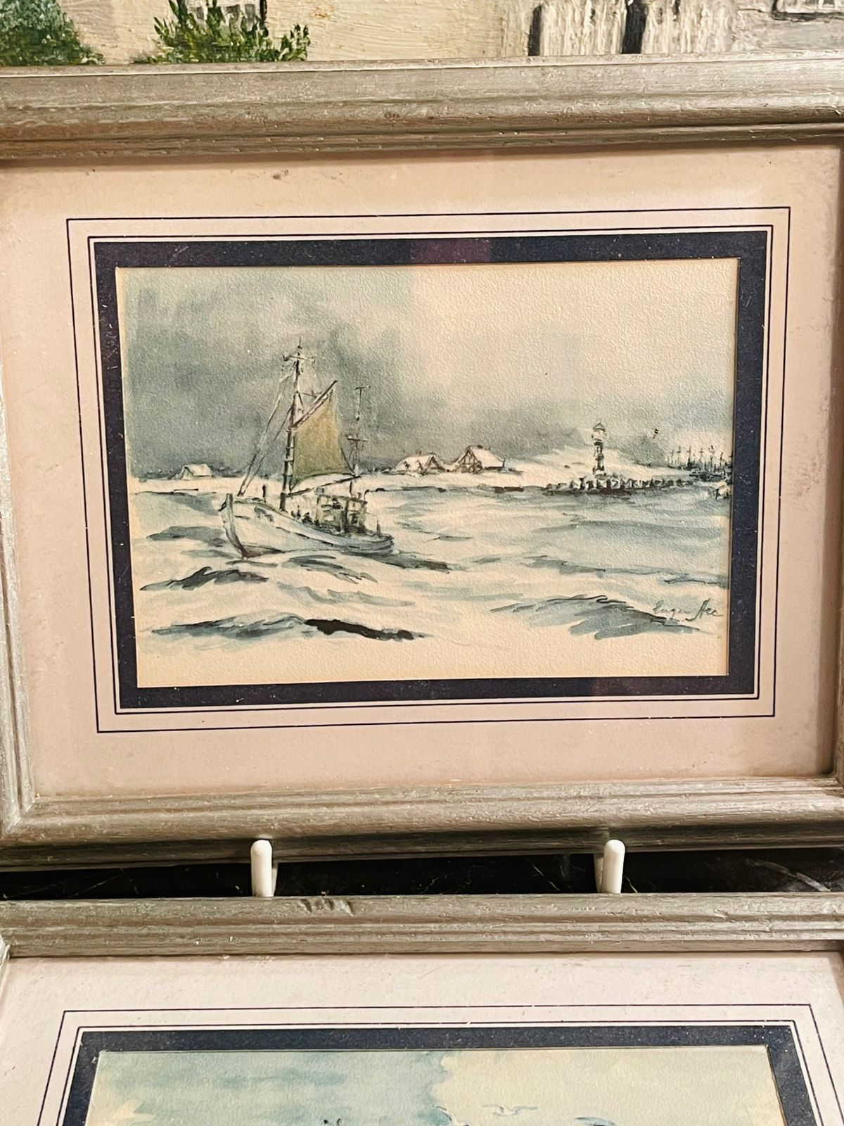 Set of 4 Vintage Frames, Patricia Hall Hastings Sailing Boats Wall Art England