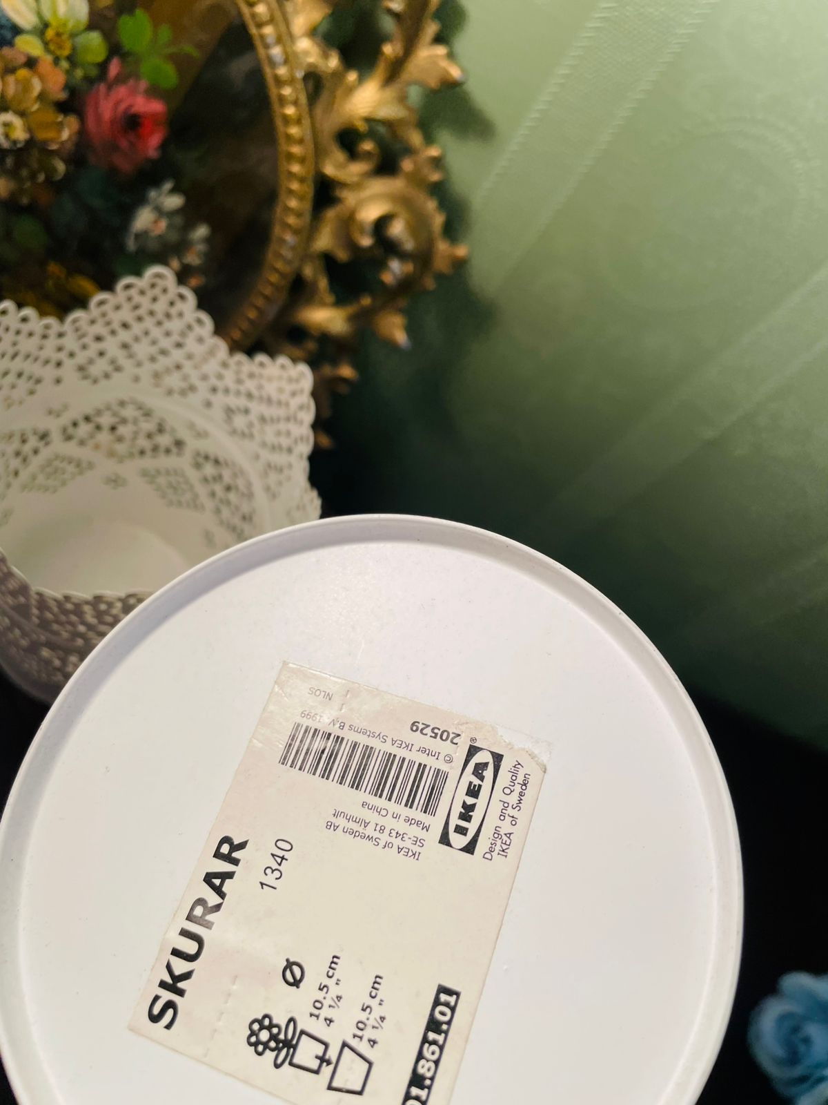 IKEA Skurar White Lace Metal Plant Pot Set