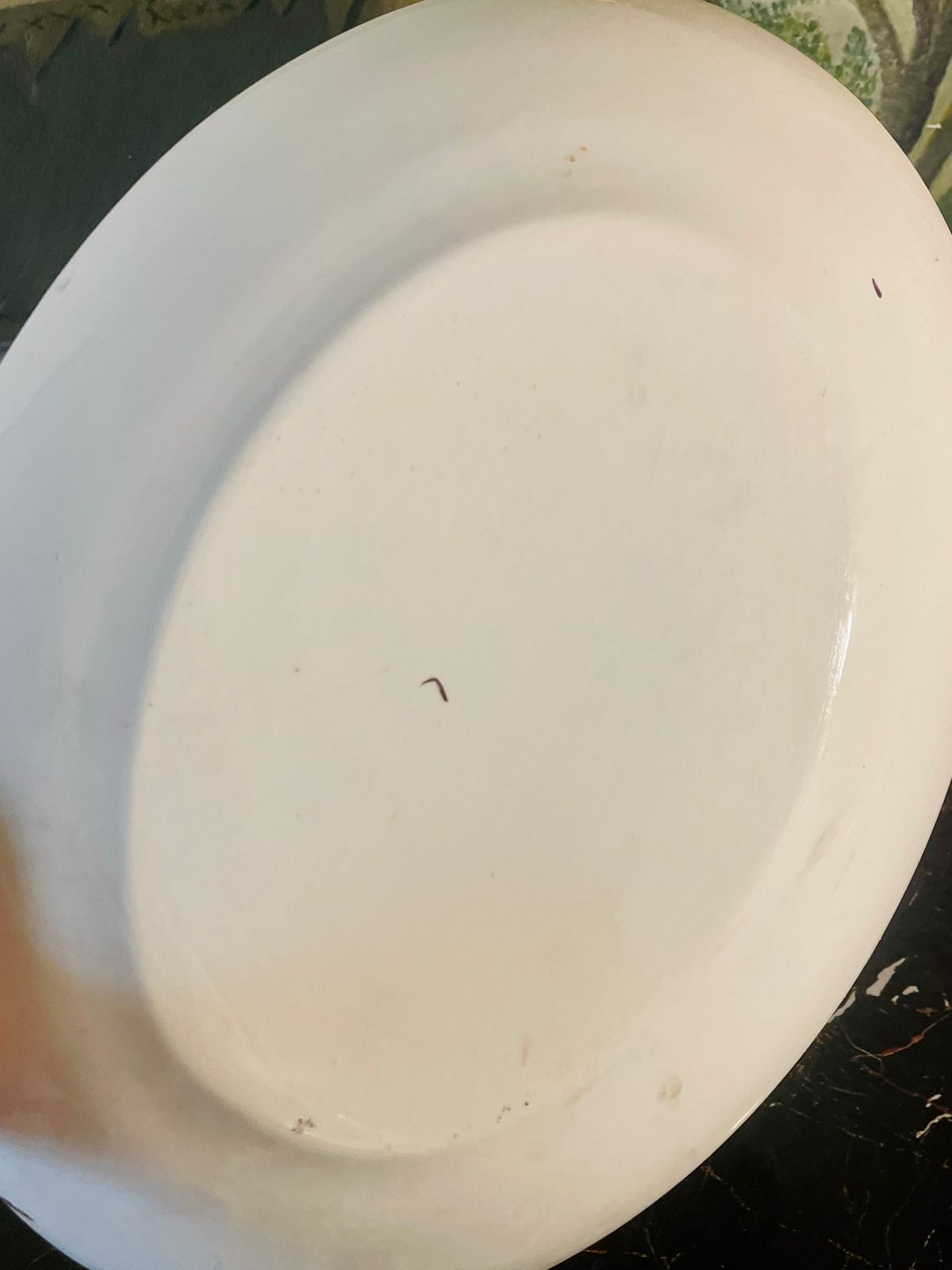 Vintage Oval Serving Platter with Green Rim & Gold Accent – England