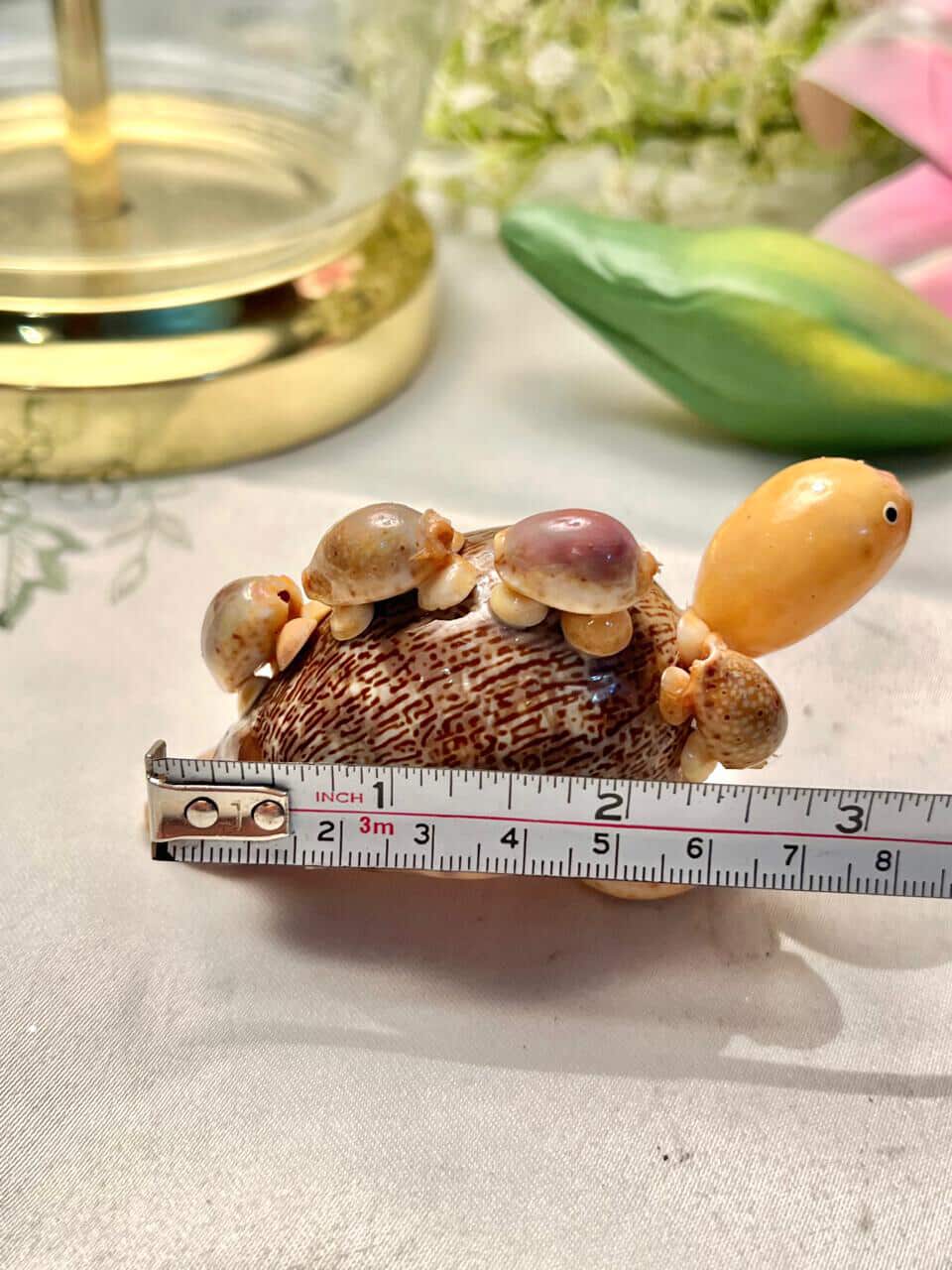 Natural Seashell Turtle Decorative Figurine | Approx. 3 in