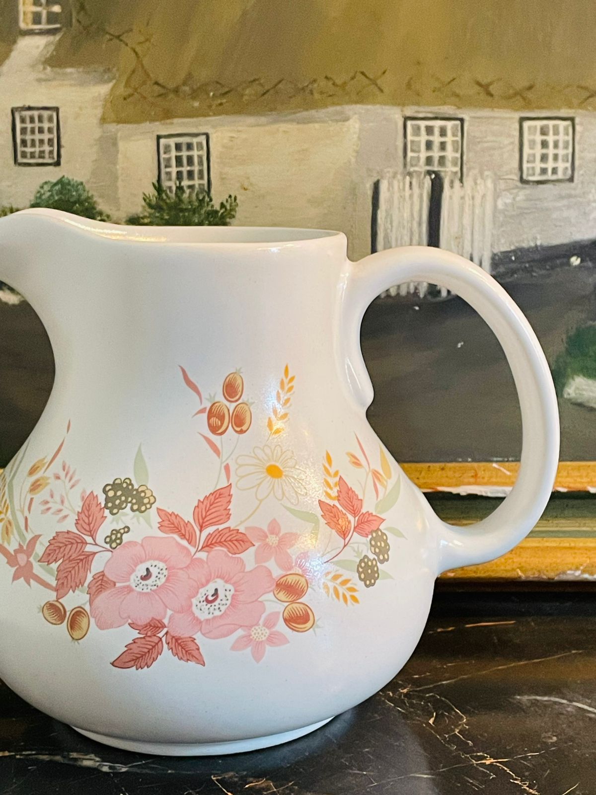 Vintage Hedge Rose Ceramic Pitcher, Jug – Floral