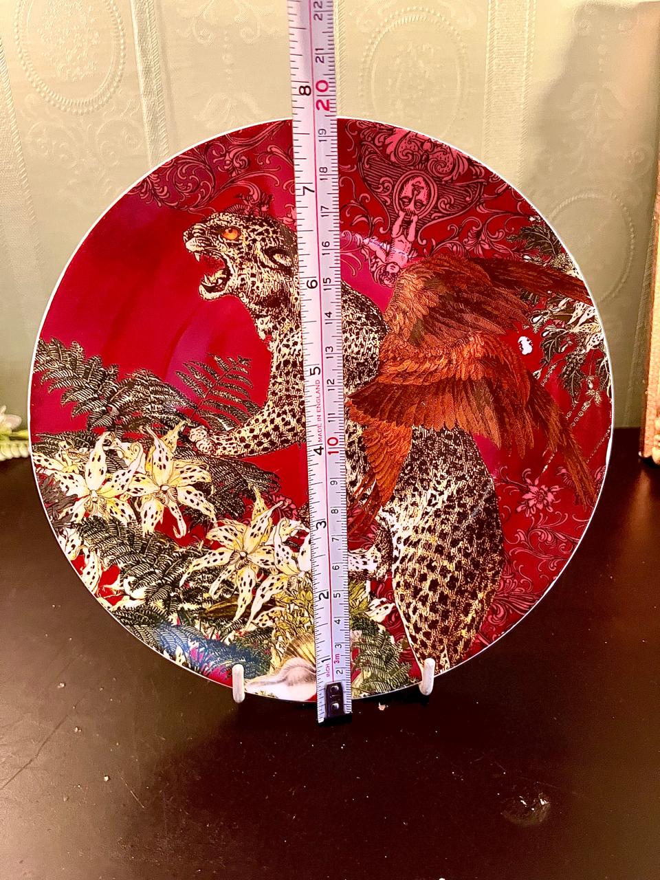 Red Leopard & Eagle Decorative Plate 8 Inch