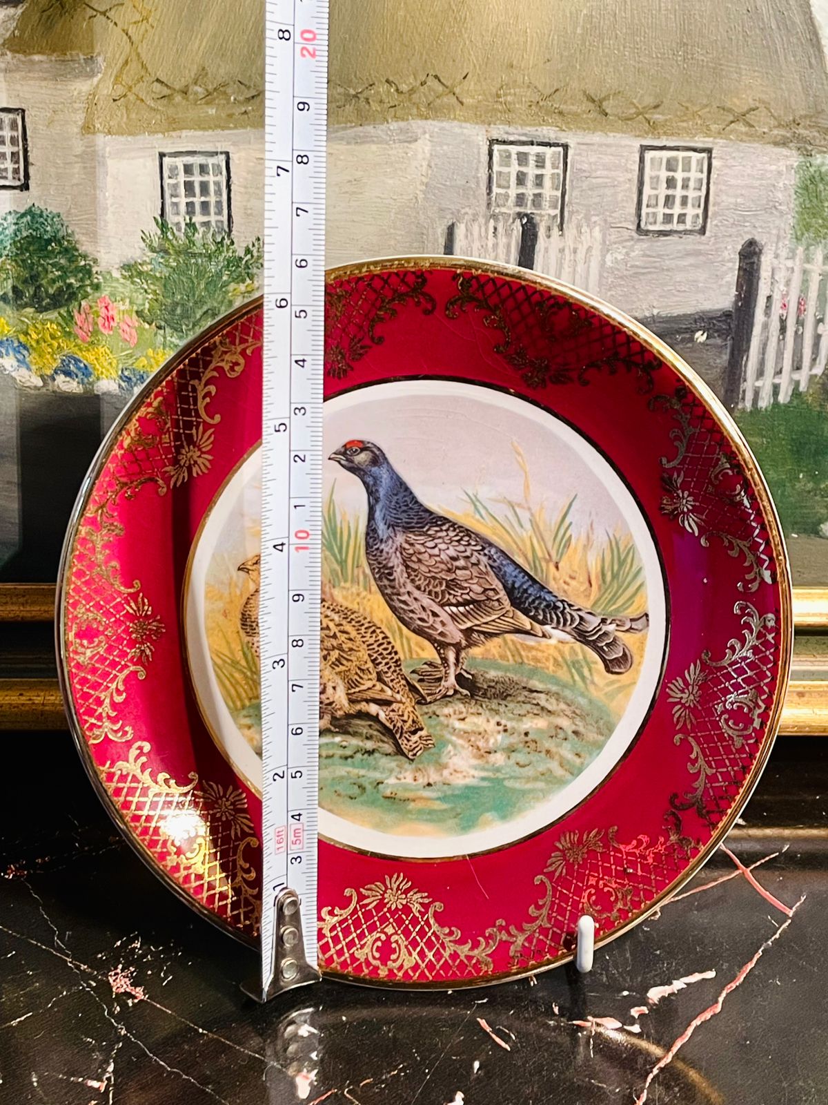Weatherby Hanley England Royal Falcon Ware Collector Plate – Red & Gold with Game Birds (1973) (16 cm)