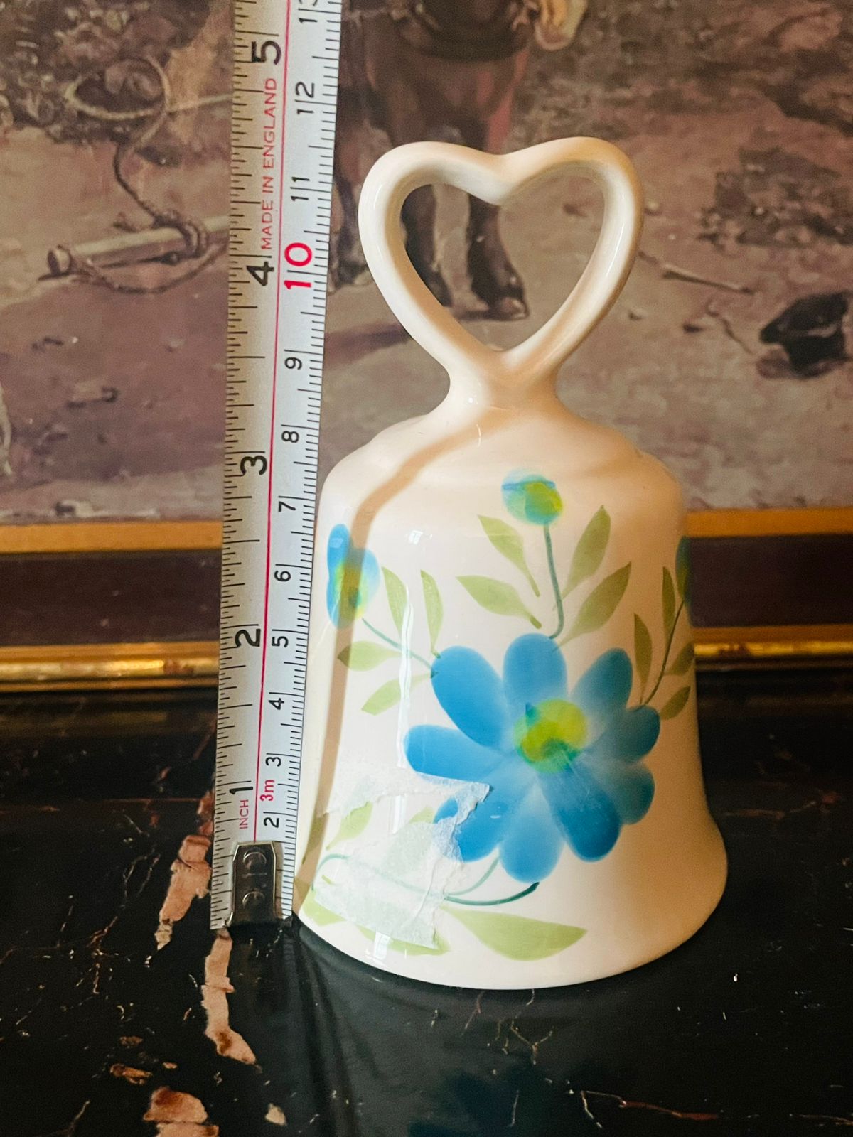 Vintage English Fine Bone Table Bell – Floral Design
