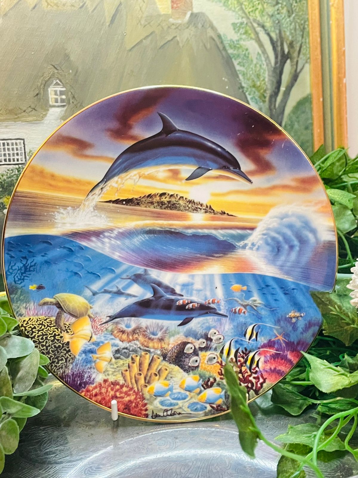 Royal Worcester Dance of the Dolphin Wall Plate – Ocean Collector Art