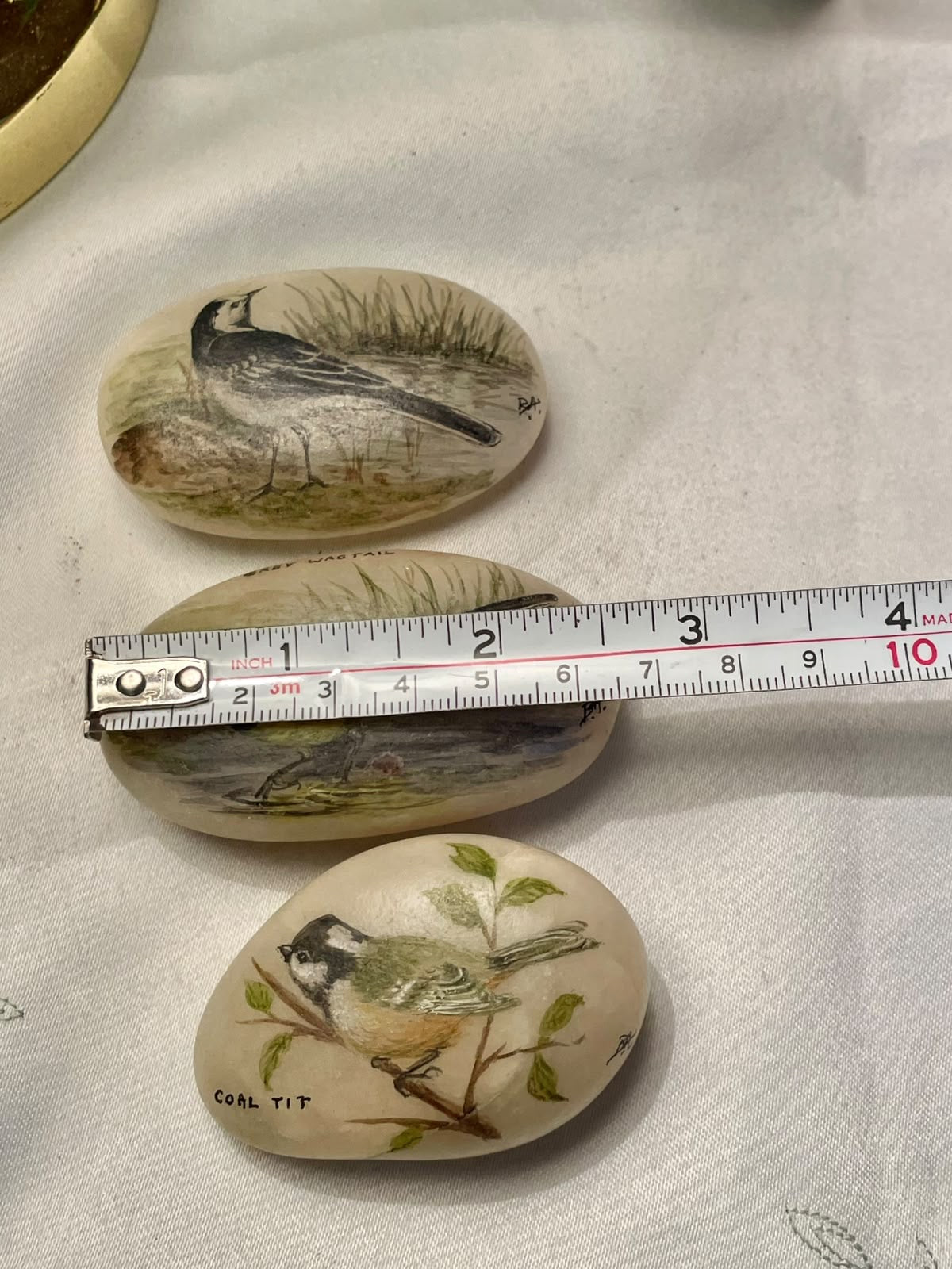 RARE FIND Bess Ashmore Painted Bird Stones, 3-Piece Set, 3 in