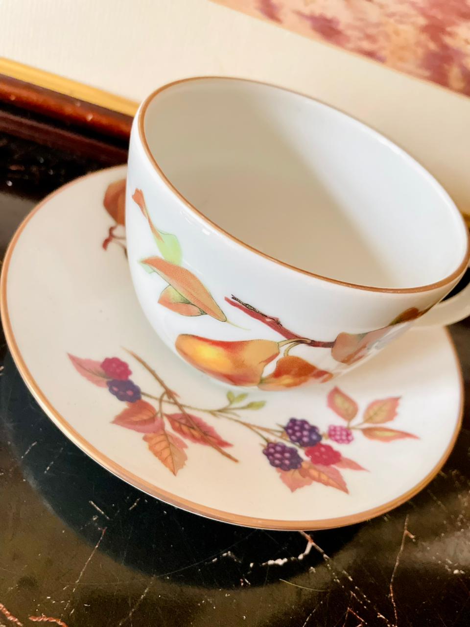 Royal Grafton Fine Bone China Cup & Saucer – Fruit & Berry Design, England
