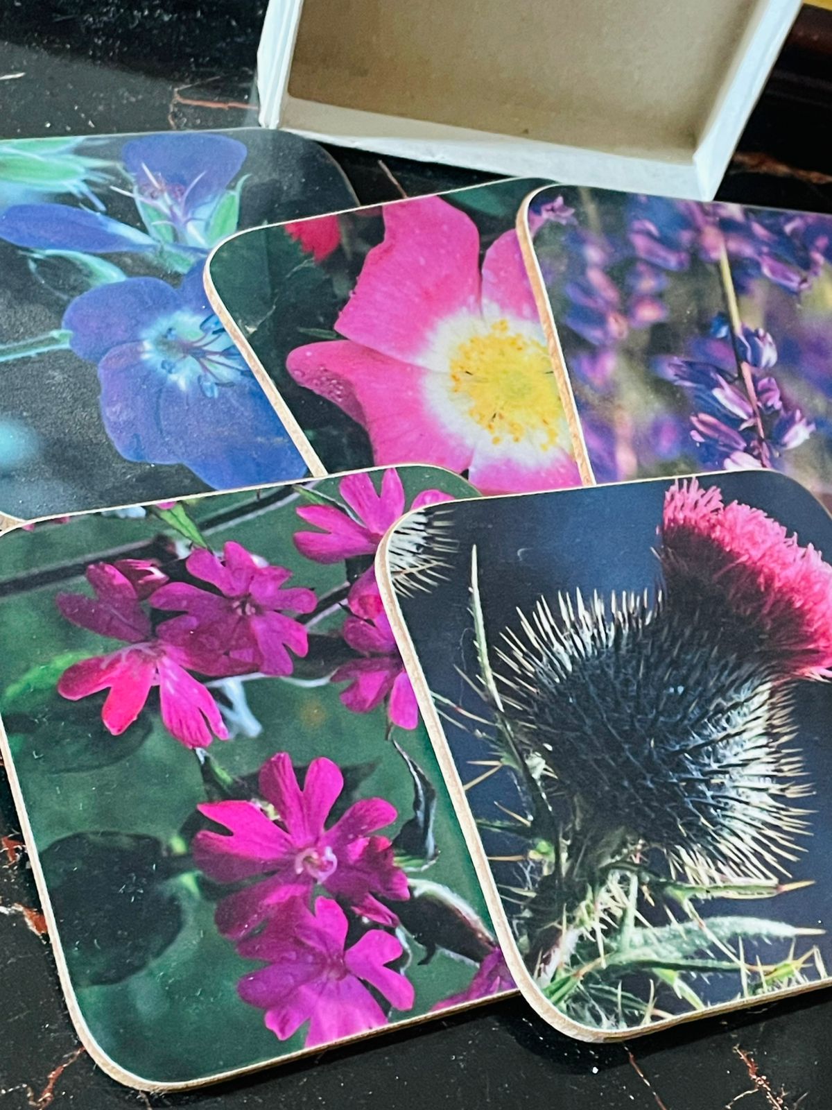 Castle Floral Coasters Set of 5 – Made in Scotland