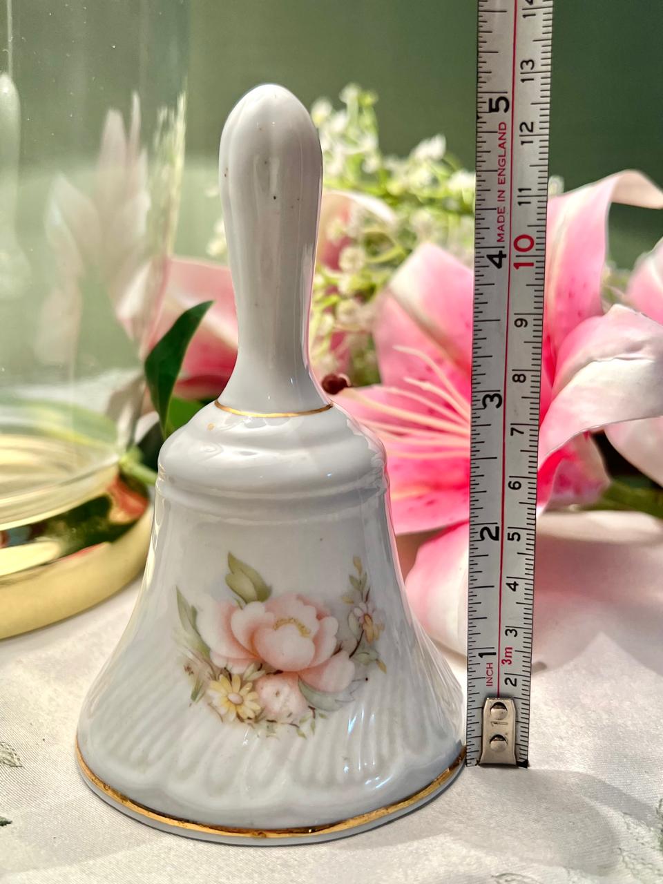 Floral Ceramic Hand Bell with Gold Trim 5"