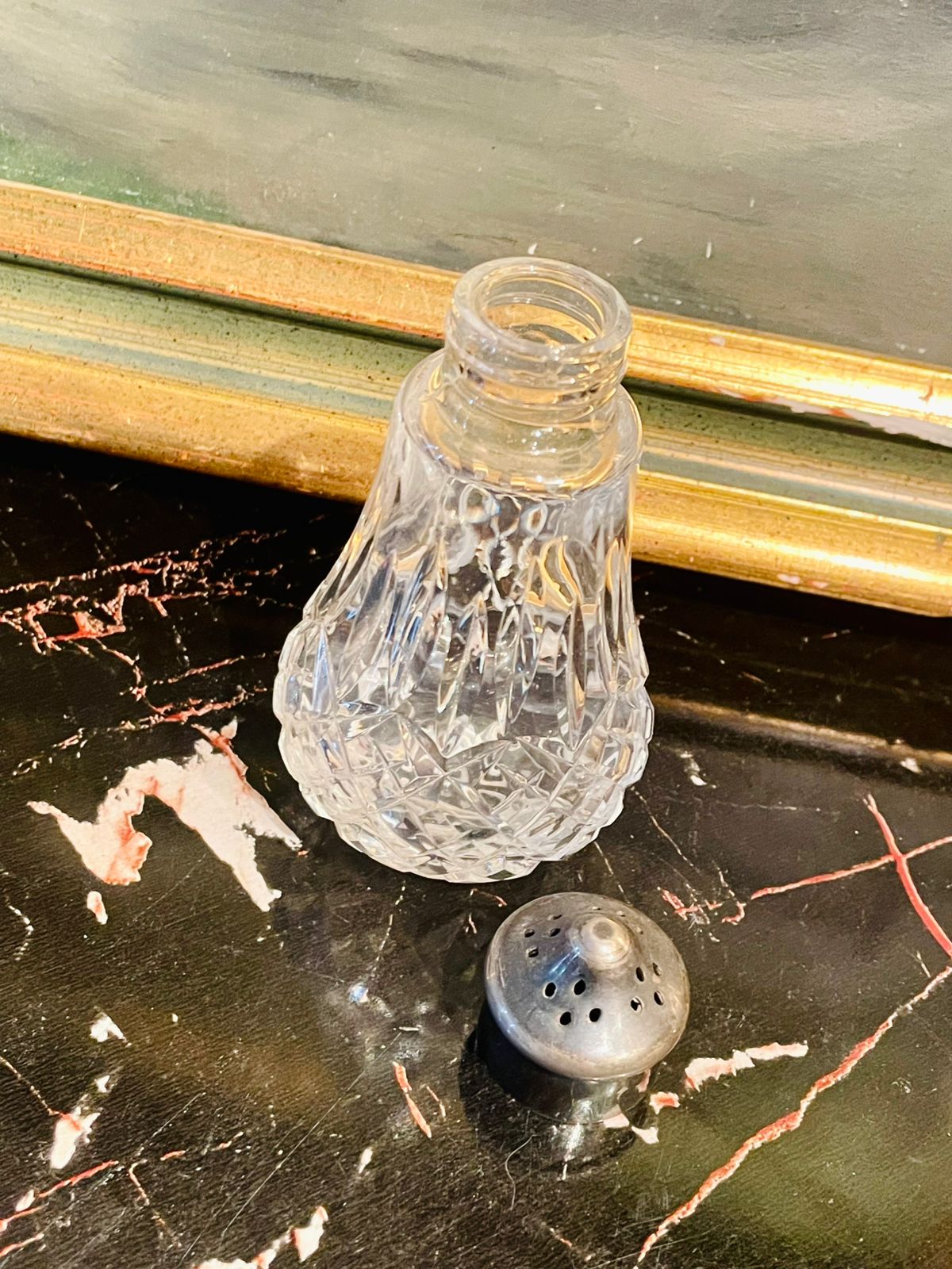 Vintage Crystal Cut Glass Salt & Pepper Shaker set – England