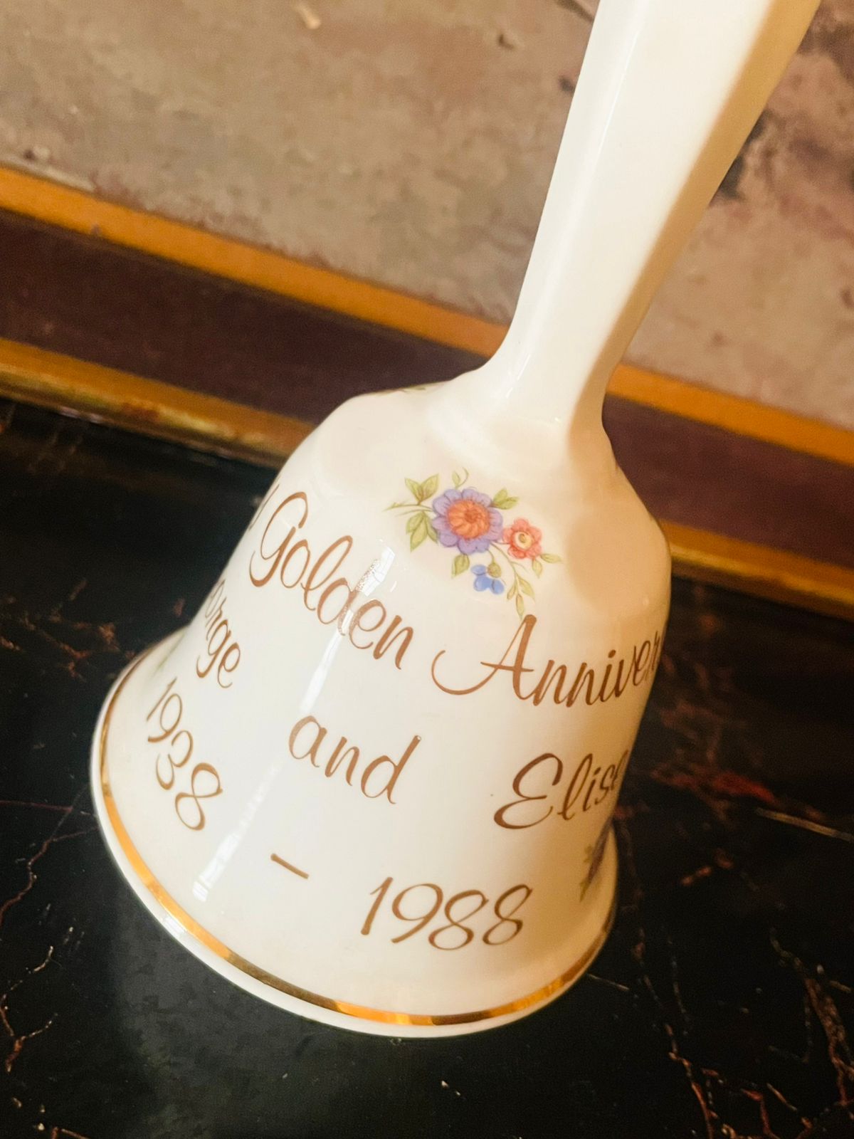 Vintage English Porcelain Table Bell – Floral Design