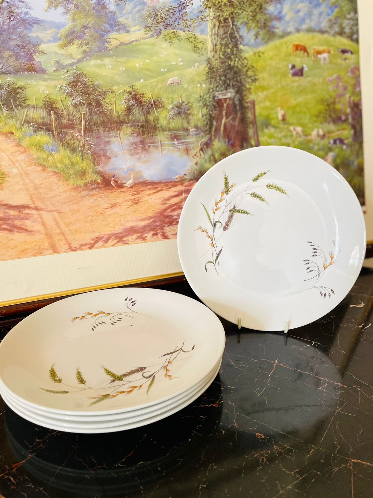 Ridgway Staffordshire plates, vintage Ridgway crockery, Canadiana dinner plates England, English ceramic plates Pakistan, wheat sheaf plate design, Staffordshire dinnerware, rare thrift finds Pakistan, heritage European crockery, Ridgway vintage collection, vintage English plates Lahore Karachi, collectible Ridgway dishes, classic dinner plates England