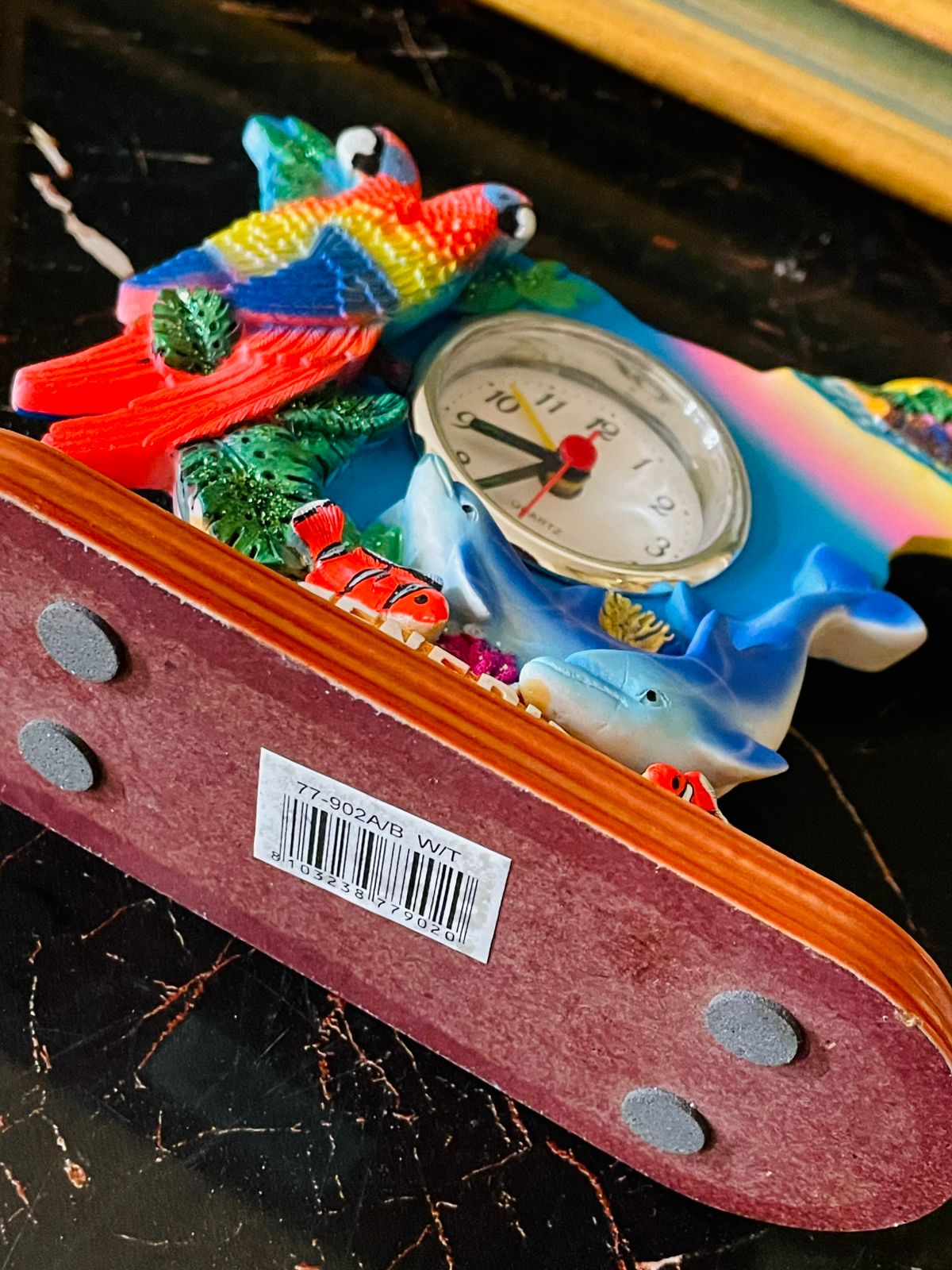 Tenerife Souvenir Table Clock – Parrot & Dolphin Tropical Design