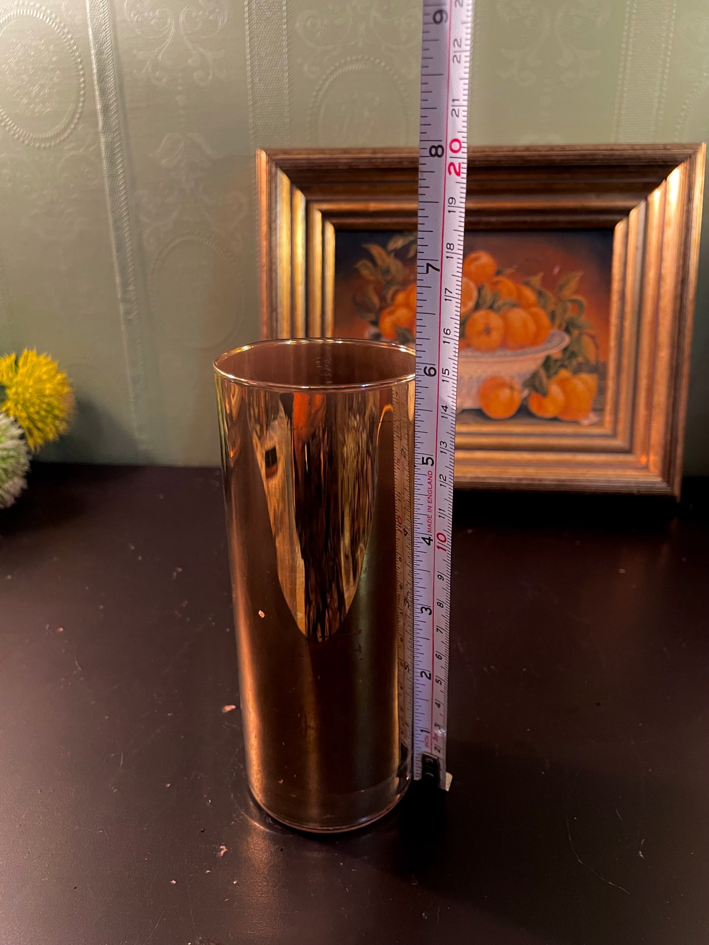 Vintage Amber Glass Cylinder Vase – 6 Inch