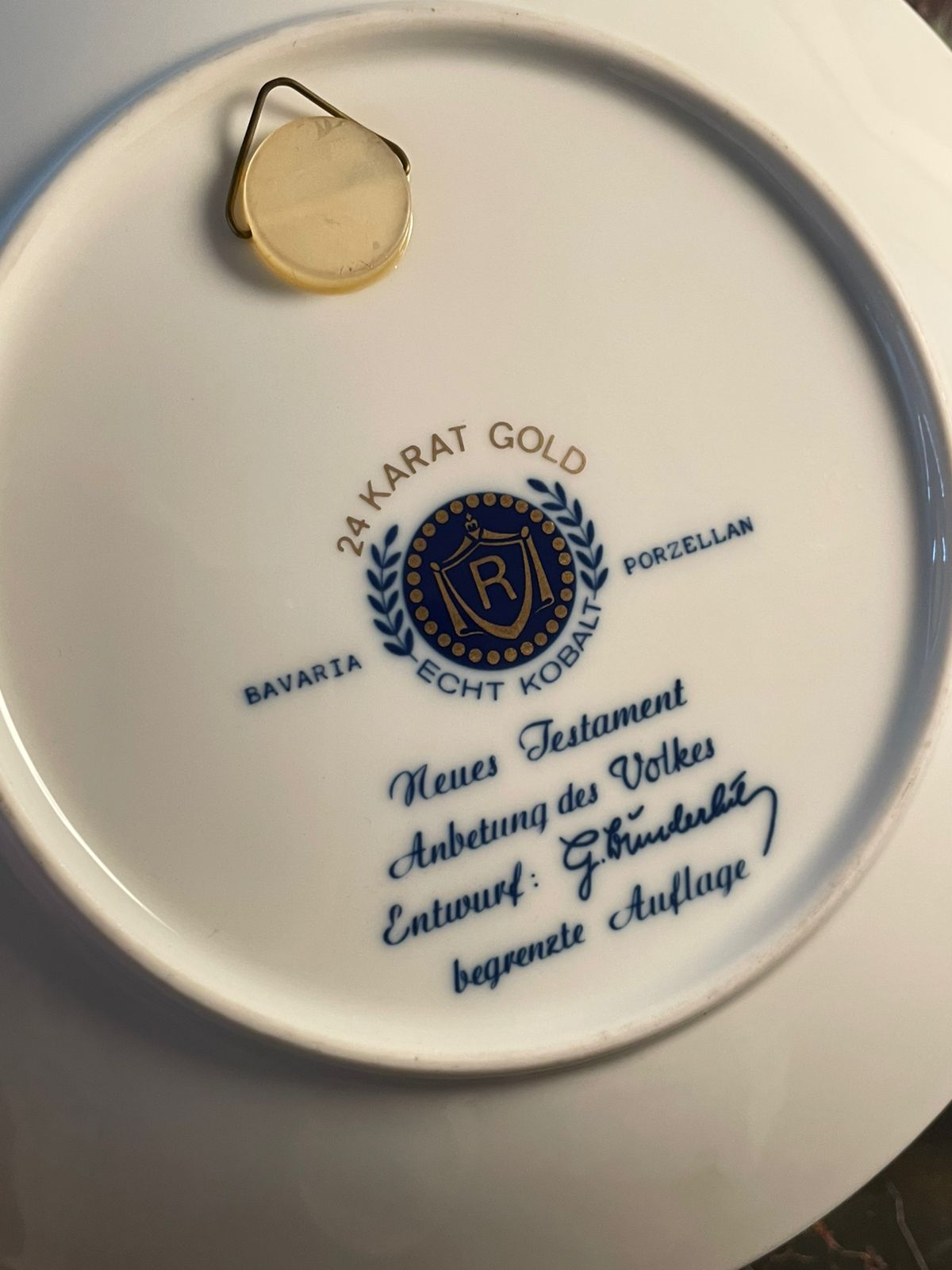 Rare 1980 Bavarian Echt Kobalt Christmas Plate – Limited Edition with 24K Gold