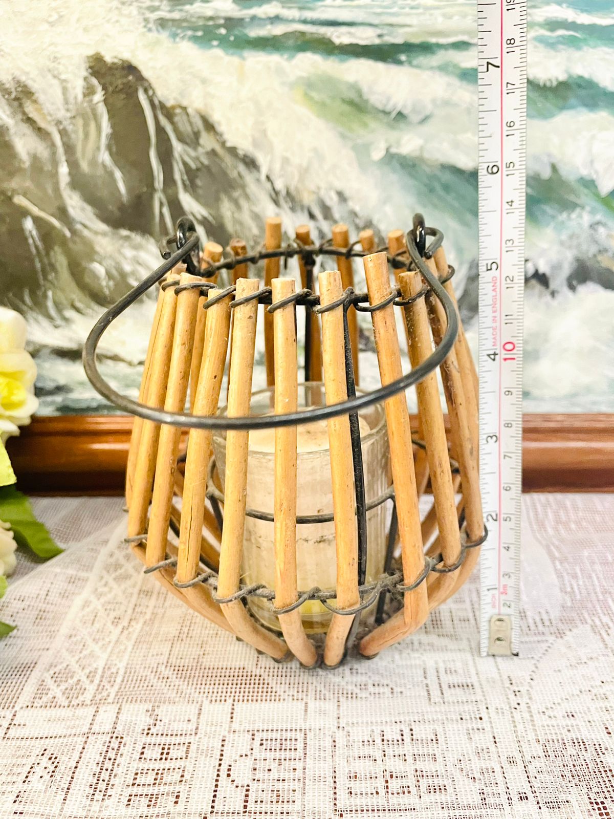 Rustic Bamboo Tealight Lantern Candle Holder