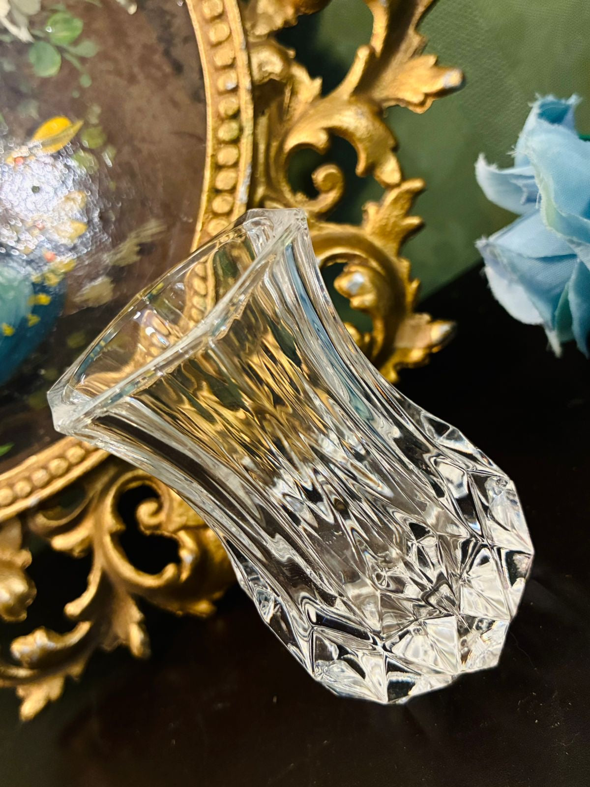 Vintage Clear Cut Glass Small Vase