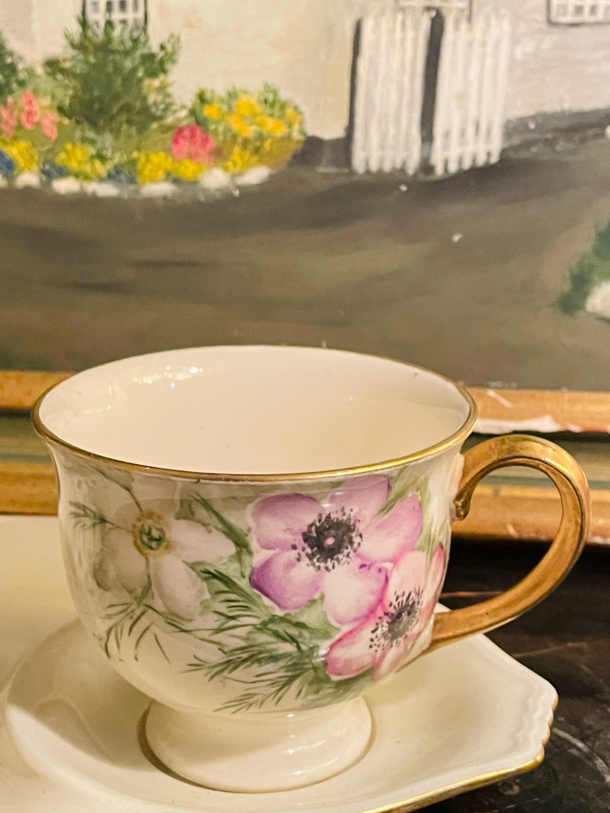 Royal Vale Vintage Footed Tea Cup and Plate – Floral Motif Bone China England