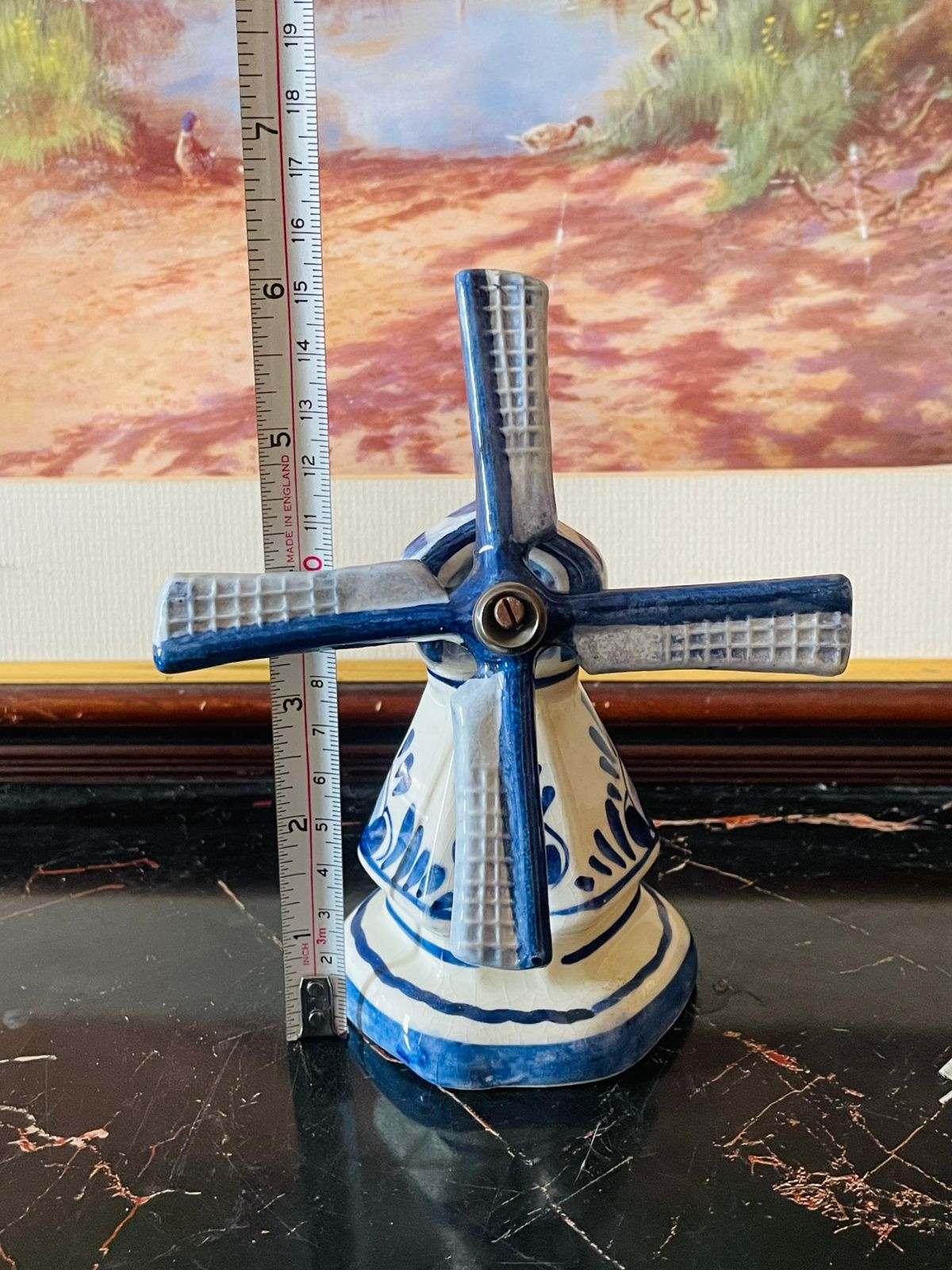 Vintage Delfts Holland Blue Windmill Figurine – Hand-Painted Dutch Pottery