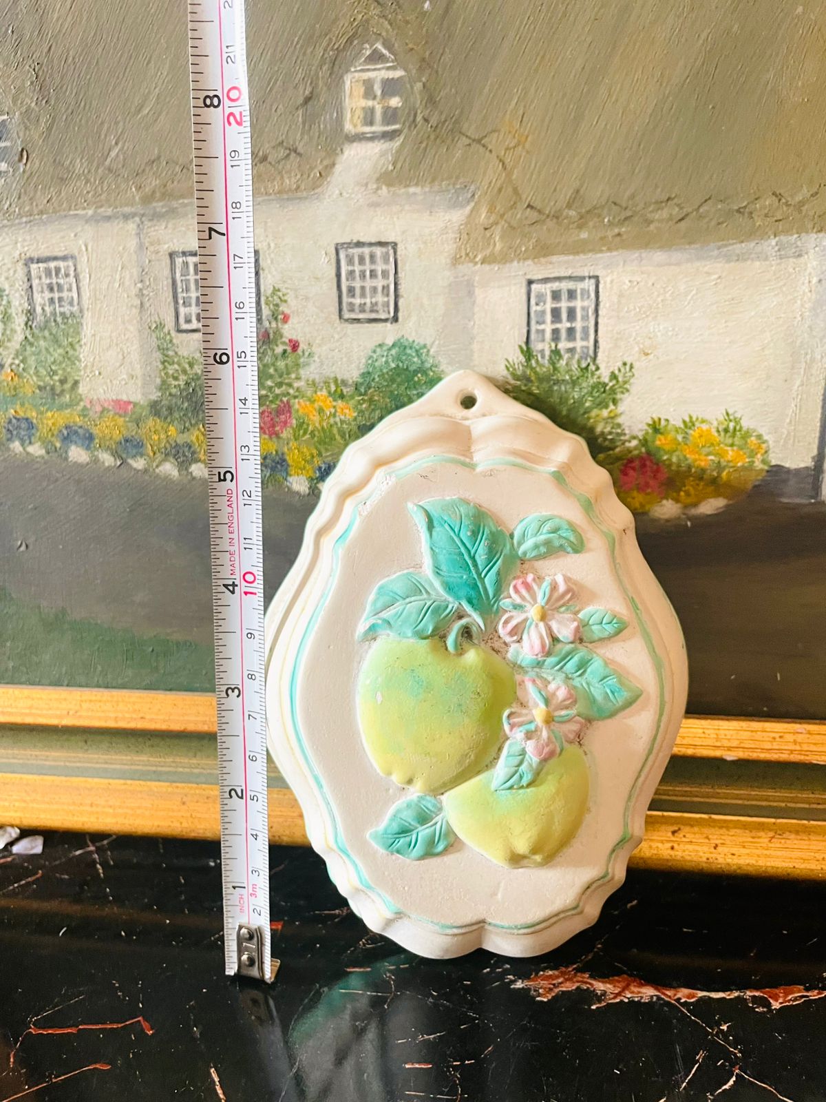 Vintage Handcrafted Lemon Relief Wall Plaque – Pastel English Cottage Style